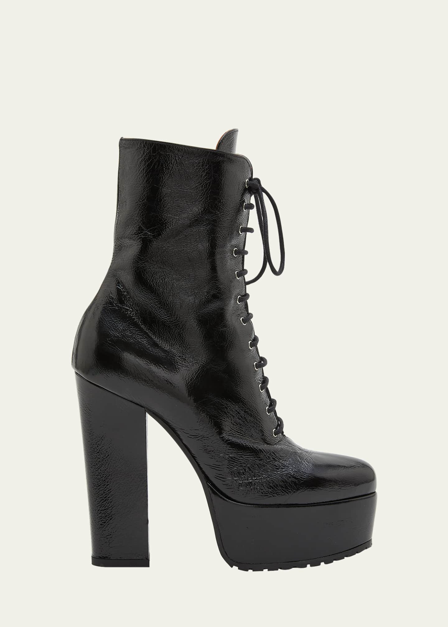 ALAIA Leather Lace Up Platform Booties Bergdorf Goodman