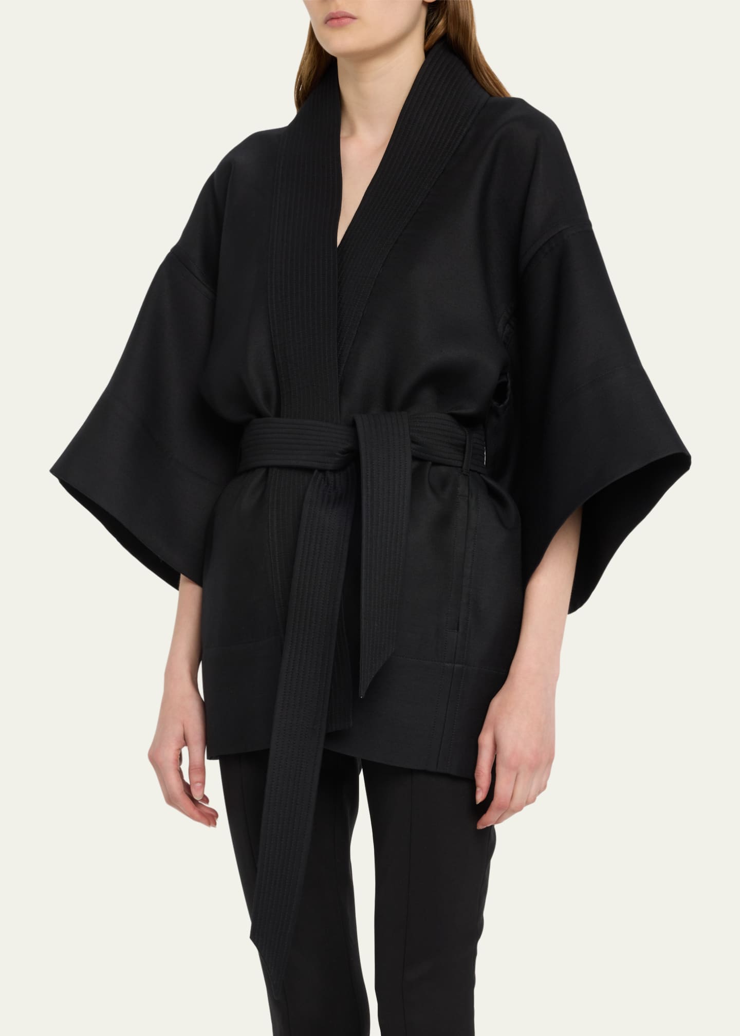 WARDROBE.NYC Belted Wool Kimono Bergdorf Goodman