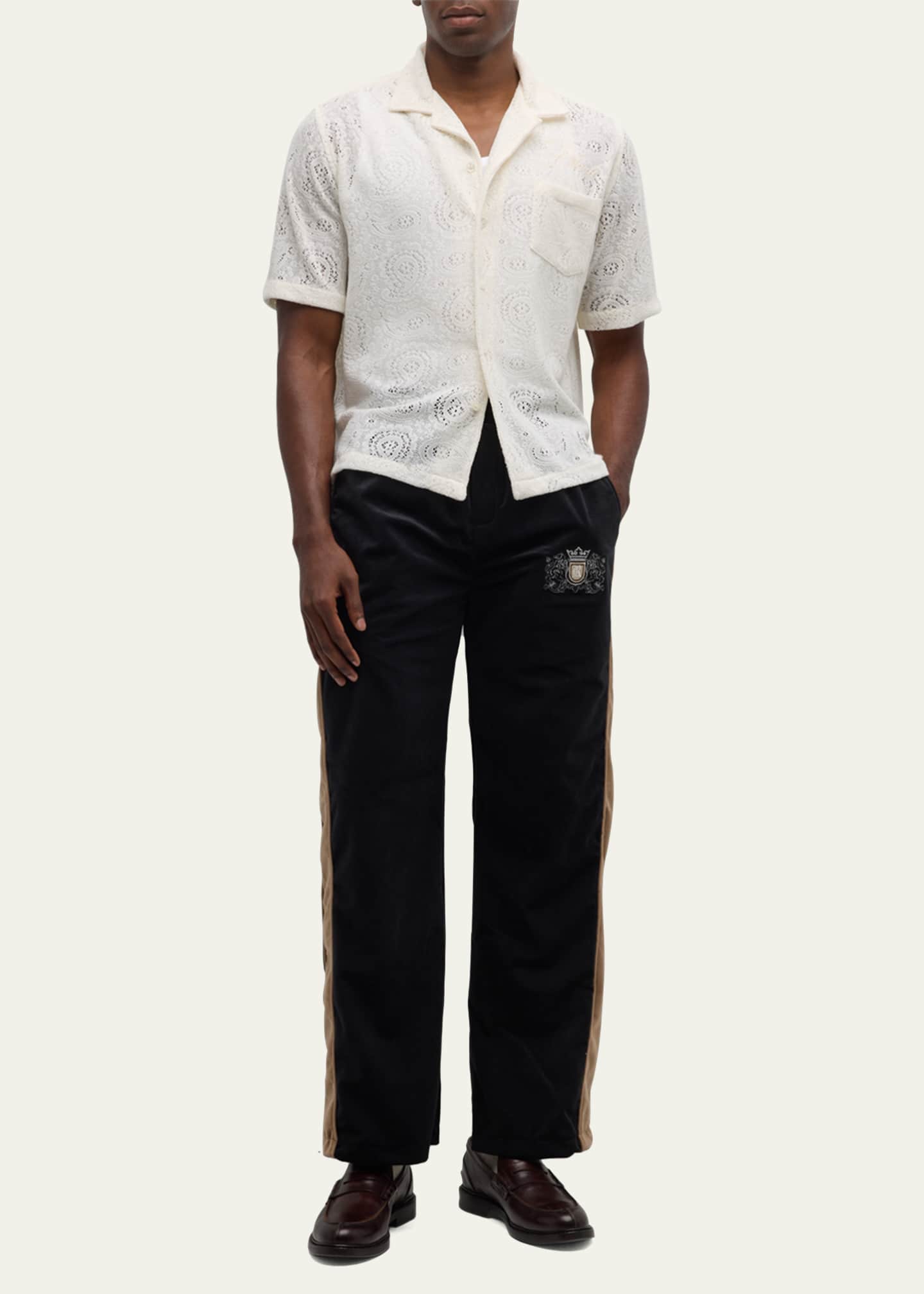 Rhude Men's Velvet Crest Side-Stripe Track Pants Image 2 of 5