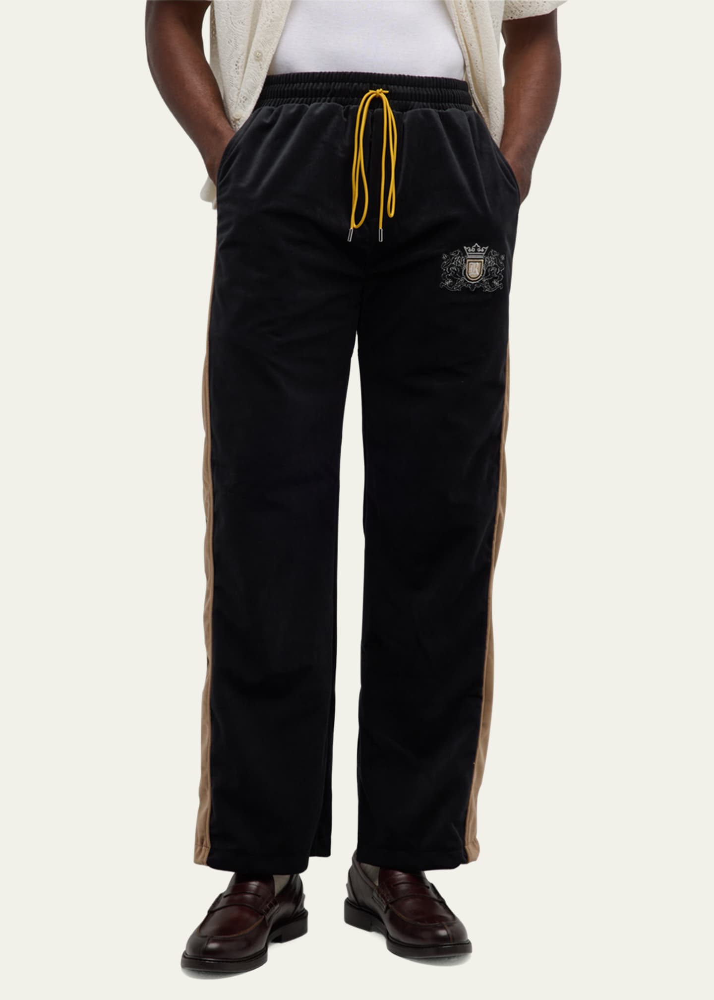 Rhude Men's Velvet Crest Side-Stripe Track Pants Image 4 of 5