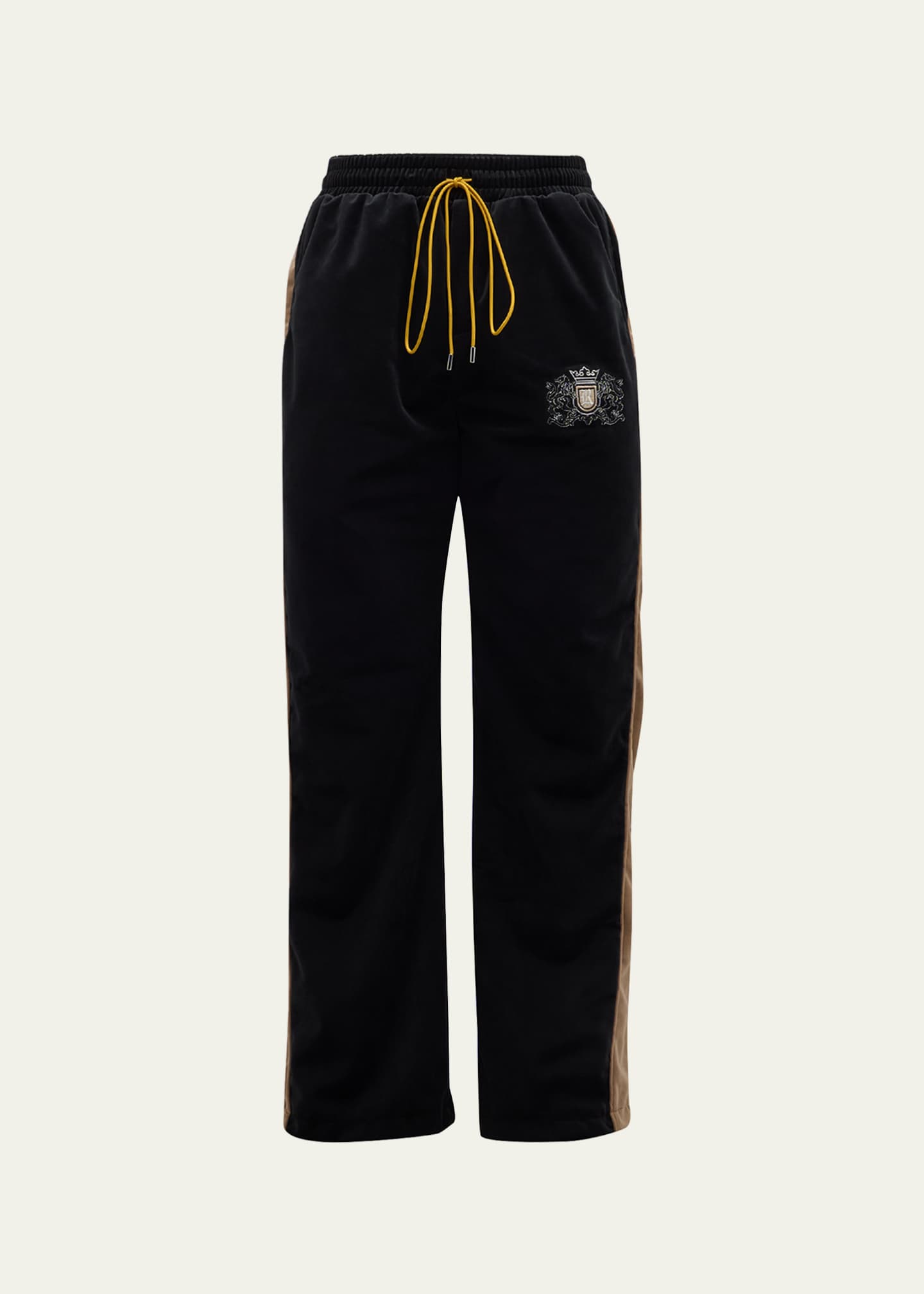 Rhude Men's Velvet Crest Side-Stripe Track Pants Image 1 of 5