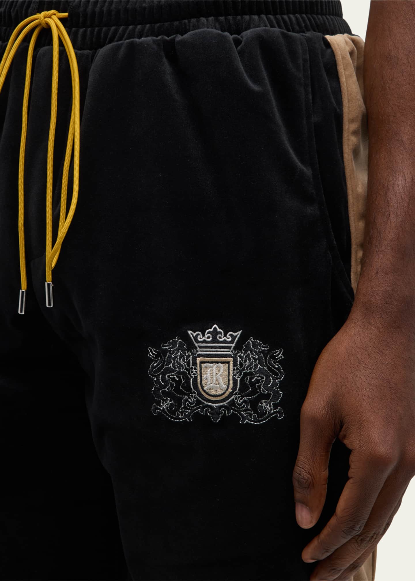 Rhude Men's Velvet Crest Side-Stripe Track Pants Image 5 of 5