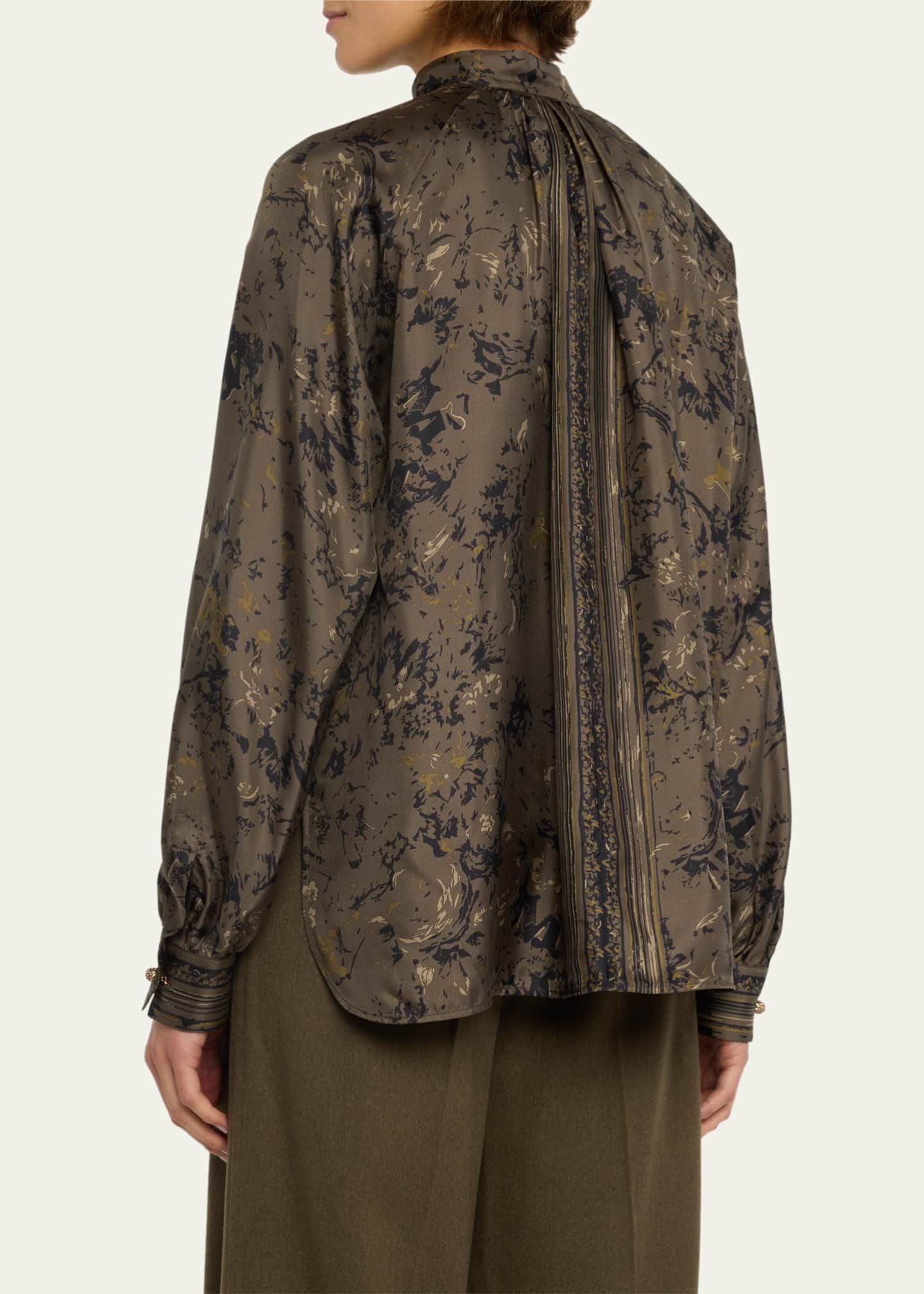 Max Mara Ardenne Floral Print Blouse with Tie Neck - Bergdorf Goodman