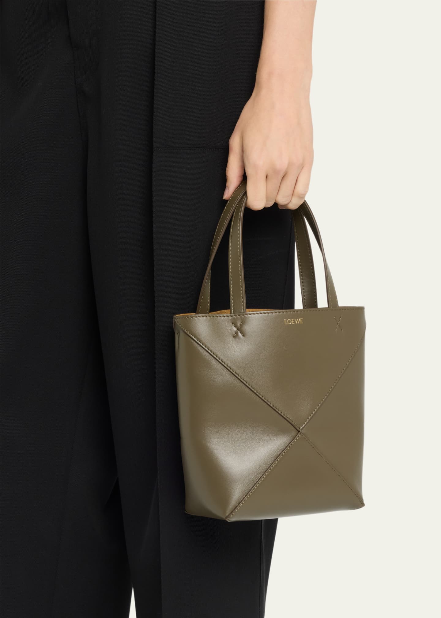 Loewe Puzzle Fold Mini Tote Bag in Shiny Leather Image 2 of 6