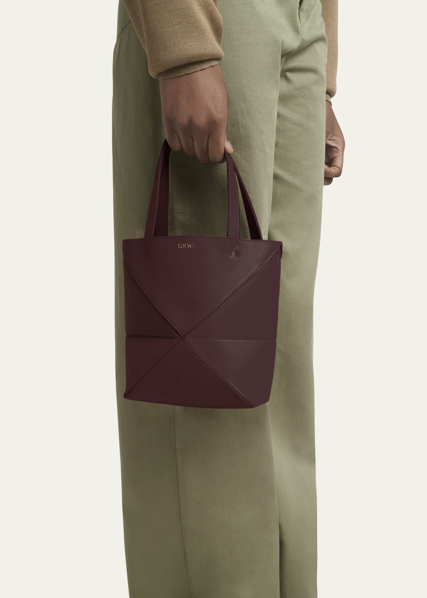 Loewe Puzzle Fold Mini Tote Bag in Shiny Leather Image 2 of 5