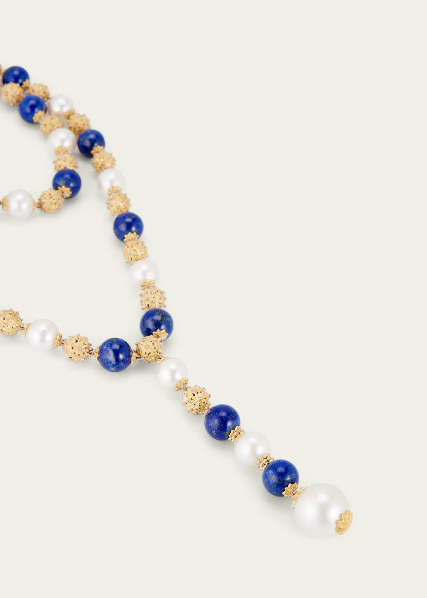 Buccellati One-of-a-Kind Ombelicali 18K Gold, Pearl and Lapis Necklace Image 3 of 4