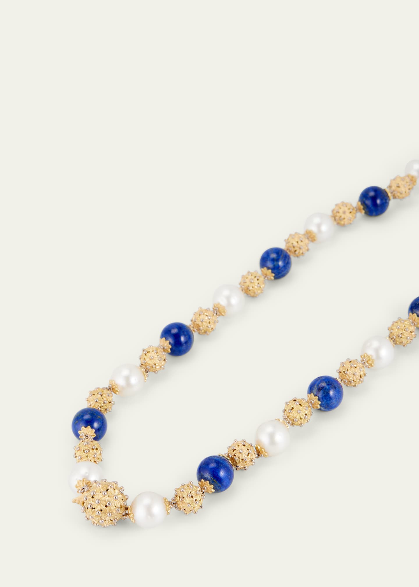 Buccellati One-of-a-Kind Ombelicali 18K Gold, Pearl and Lapis Necklace Image 4 of 4