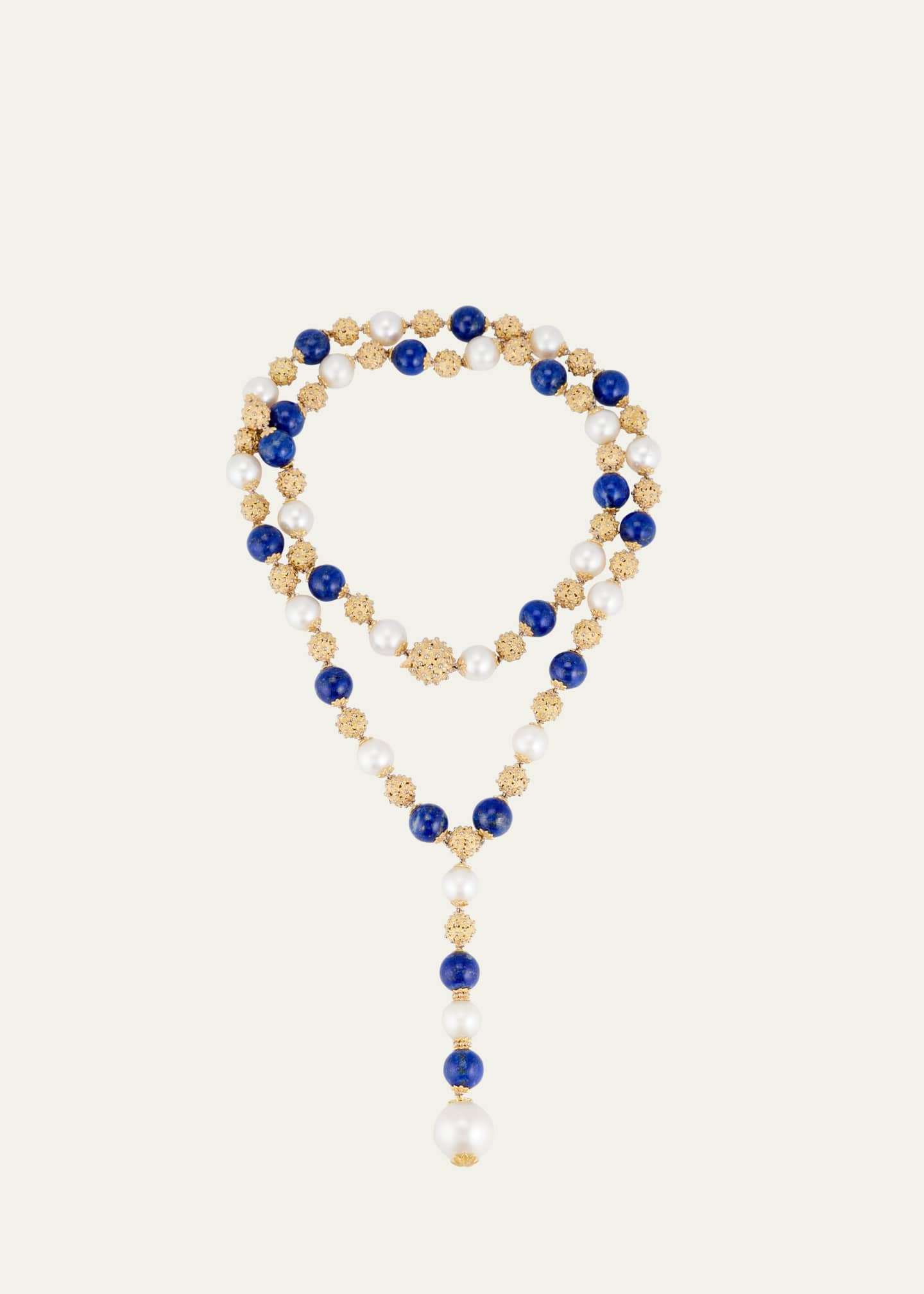 Buccellati One-of-a-Kind Ombelicali 18K Gold, Pearl and Lapis Necklace Image 1 of 4