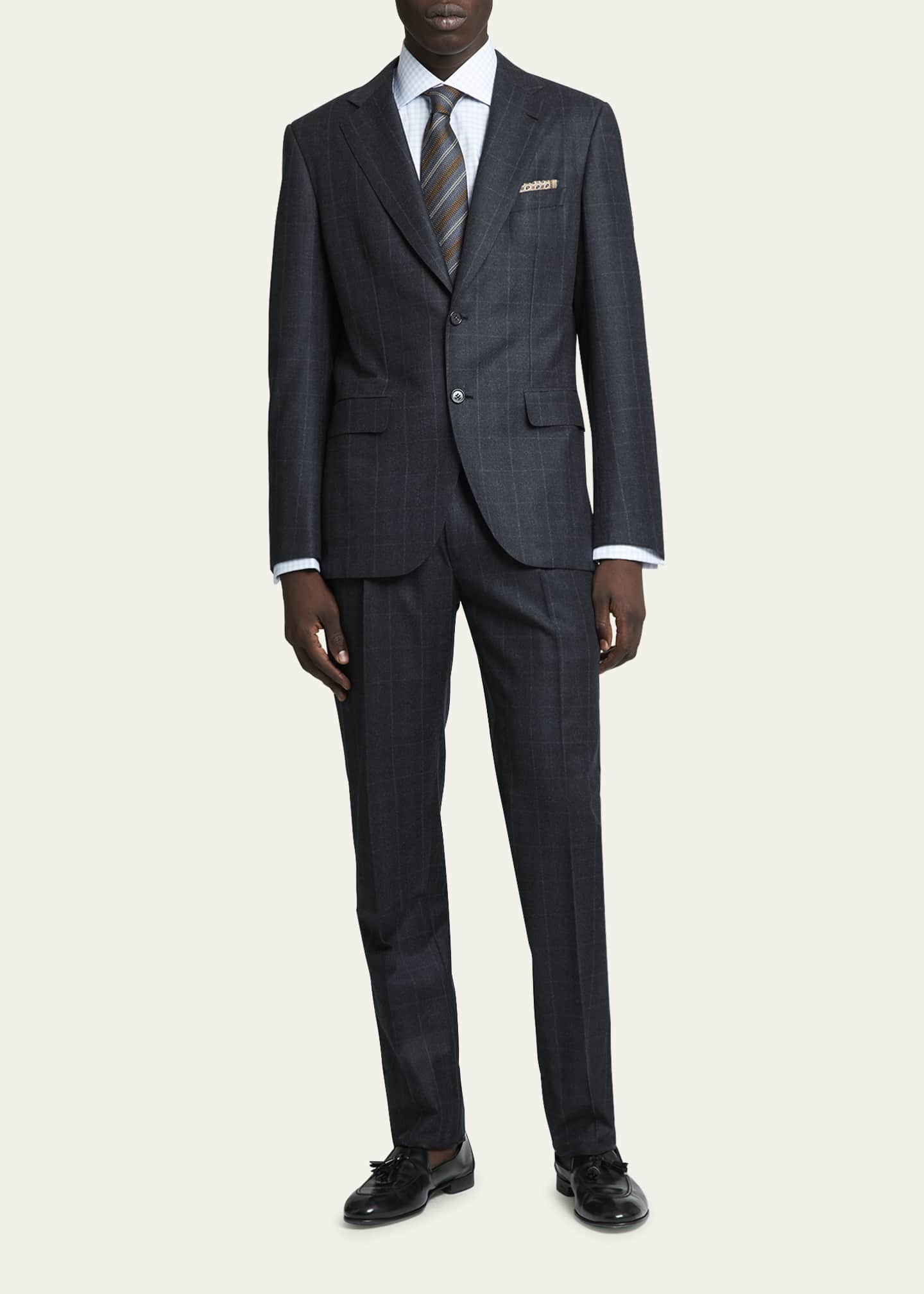Brioni Men's Windowpane Wool Suit Bergdorf Goodman