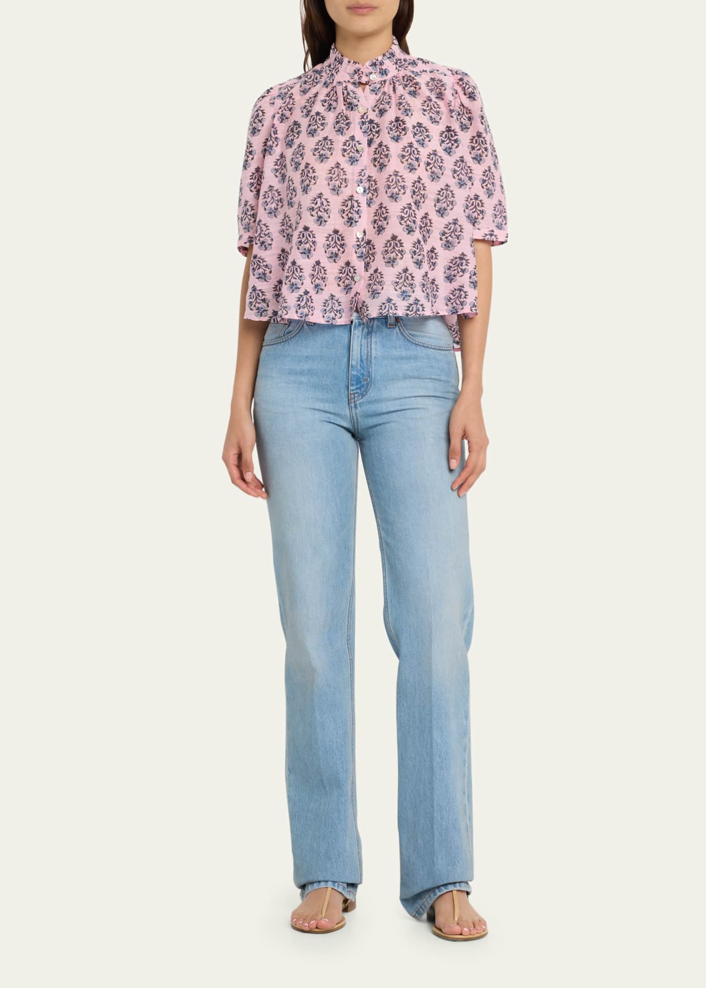 Alix of Bohemia Winnie Pink Lily Silk Shirt Bergdorf Goodman