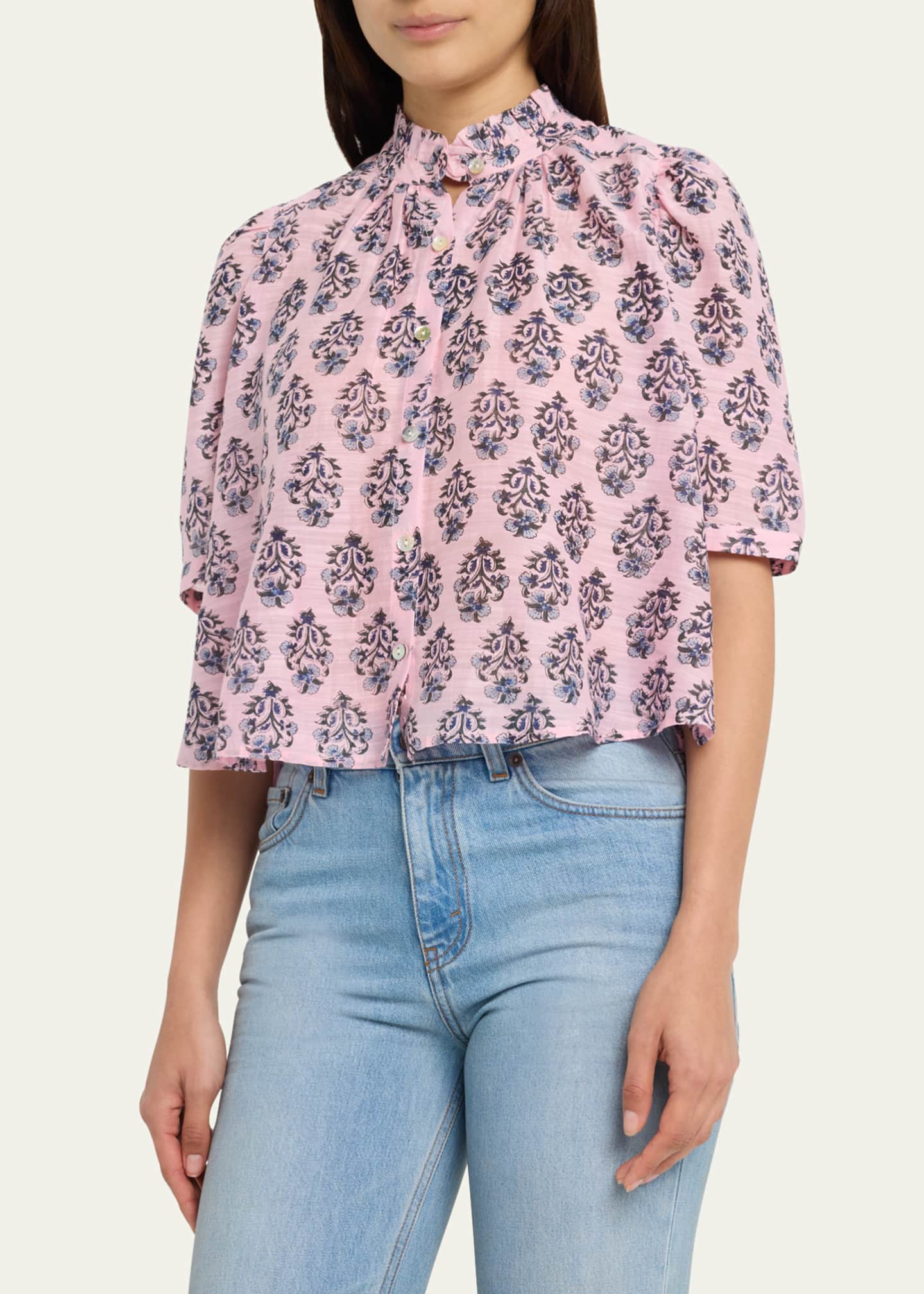 Alix of Bohemia Winnie Pink Lily Silk Shirt Bergdorf Goodman