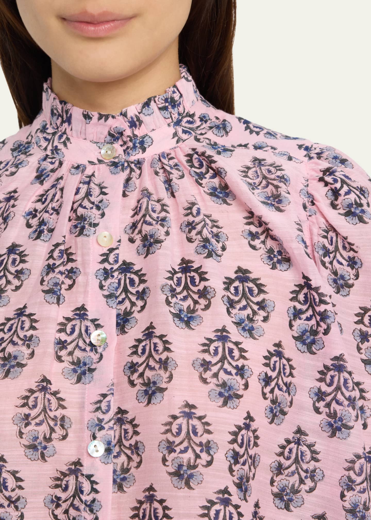 Alix of Bohemia Winnie Pink Lily Silk Shirt Bergdorf Goodman
