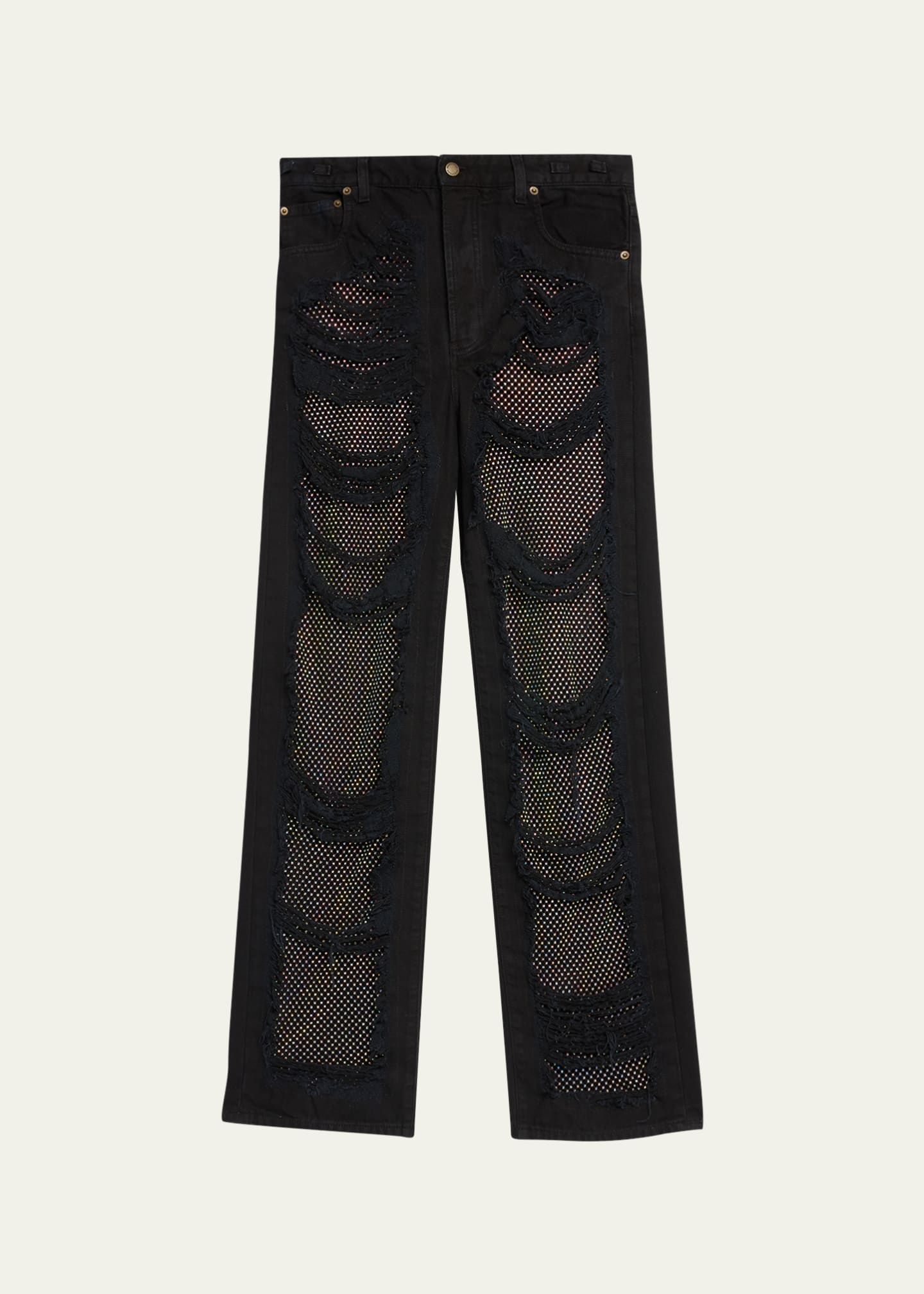 DARKPARK Karen Shredded CrystalPanel StraightLeg Jeans Bergdorf Goodman