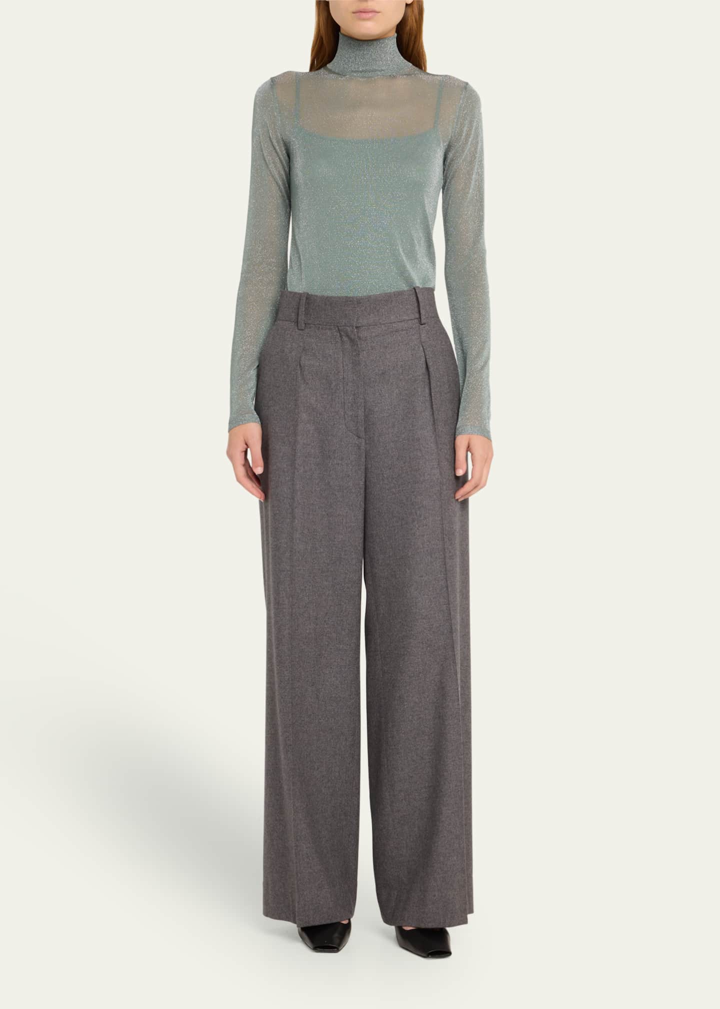 Max Mara Ilde Metallic High Neck Knit Sweater Bergdorf Goodman