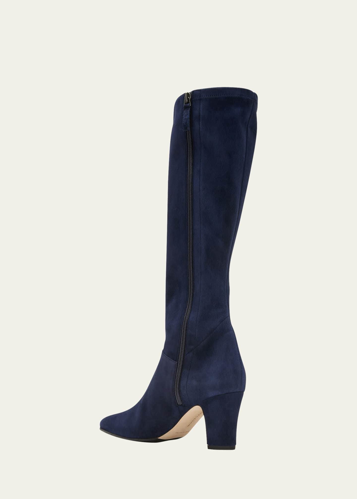 Manolo Blahnik Pitana Suede Block-Heel Knee Boots Image 4 of 5