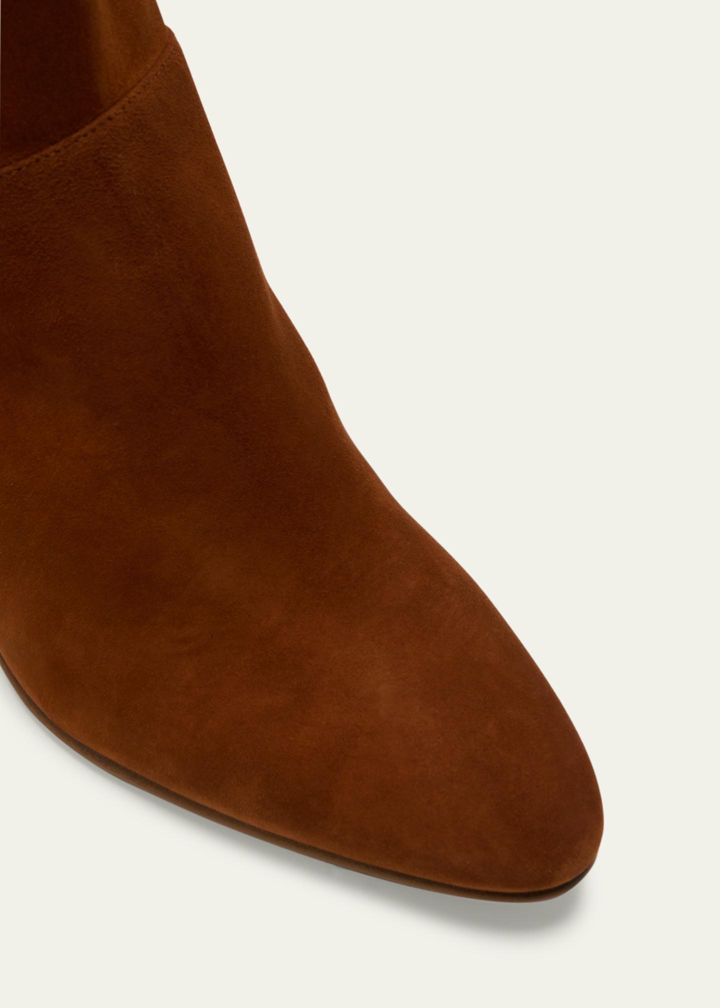 Manolo Blahnik Pitana Suede Block-Heel Knee Boots - Bergdorf Goodman