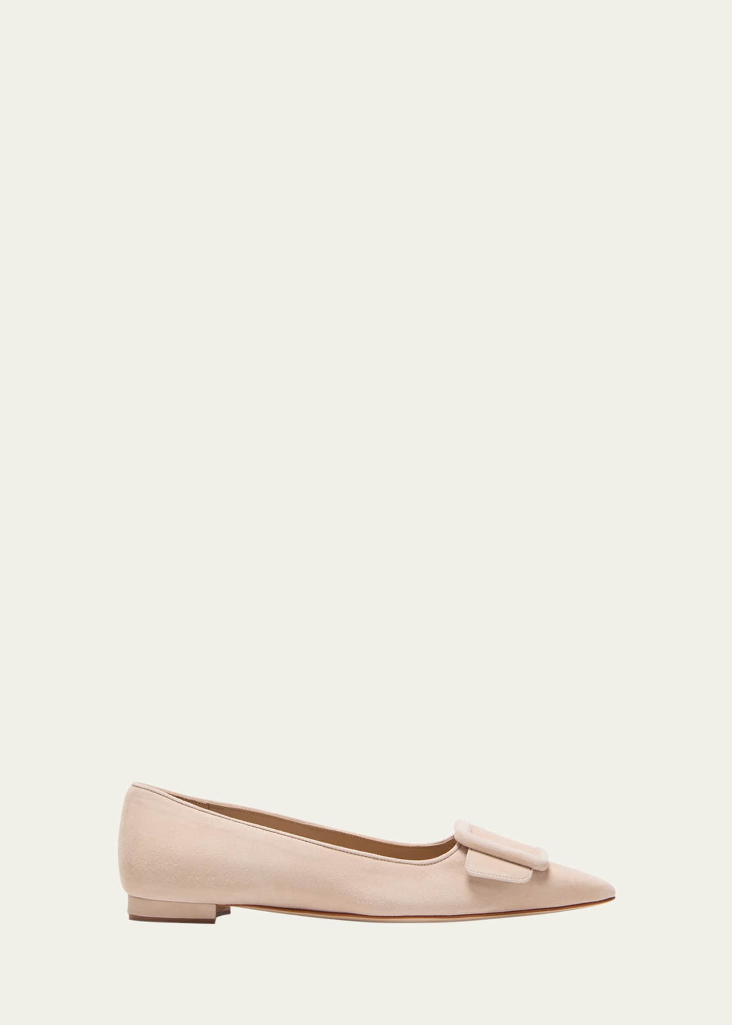 Manolo Blahnik Maysale Suede Buckle Ballerina Flats Bergdorf Goodman