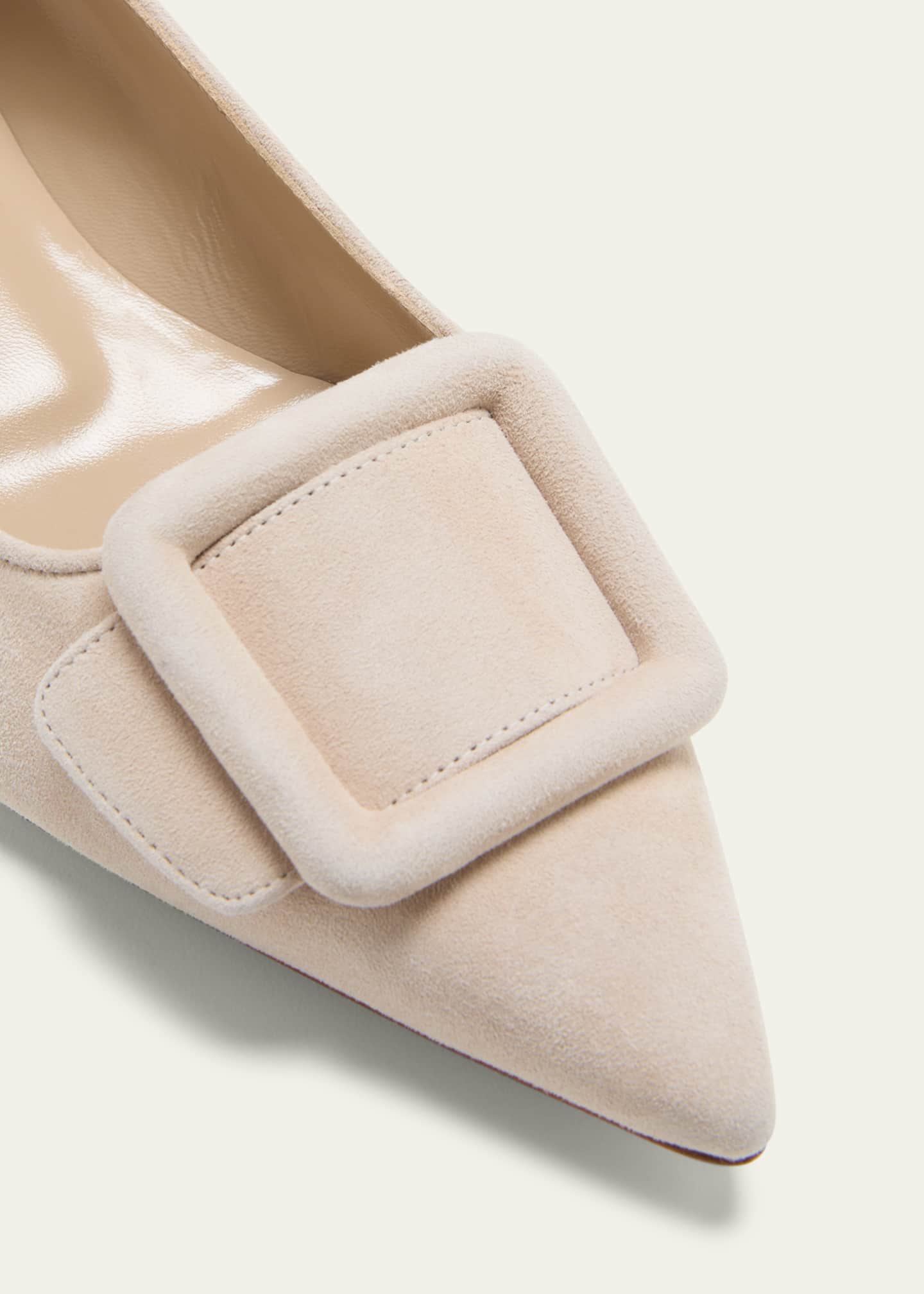 Manolo Blahnik Maysale Suede Buckle Ballerina Flats Image 5 of 5