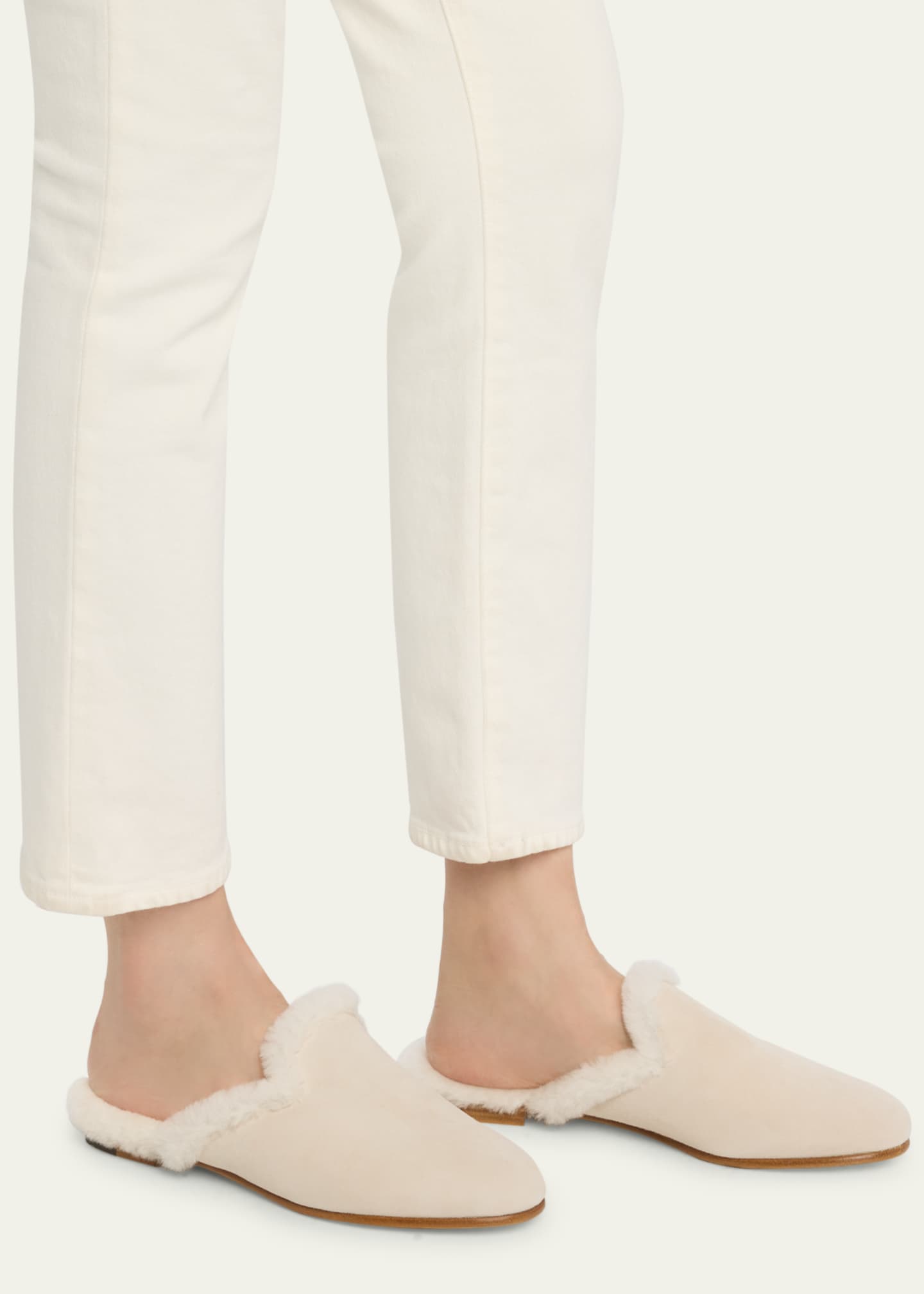 Manolo Blahnik Mariamu Suede Shearling Slipper Mules Image 2 of 5