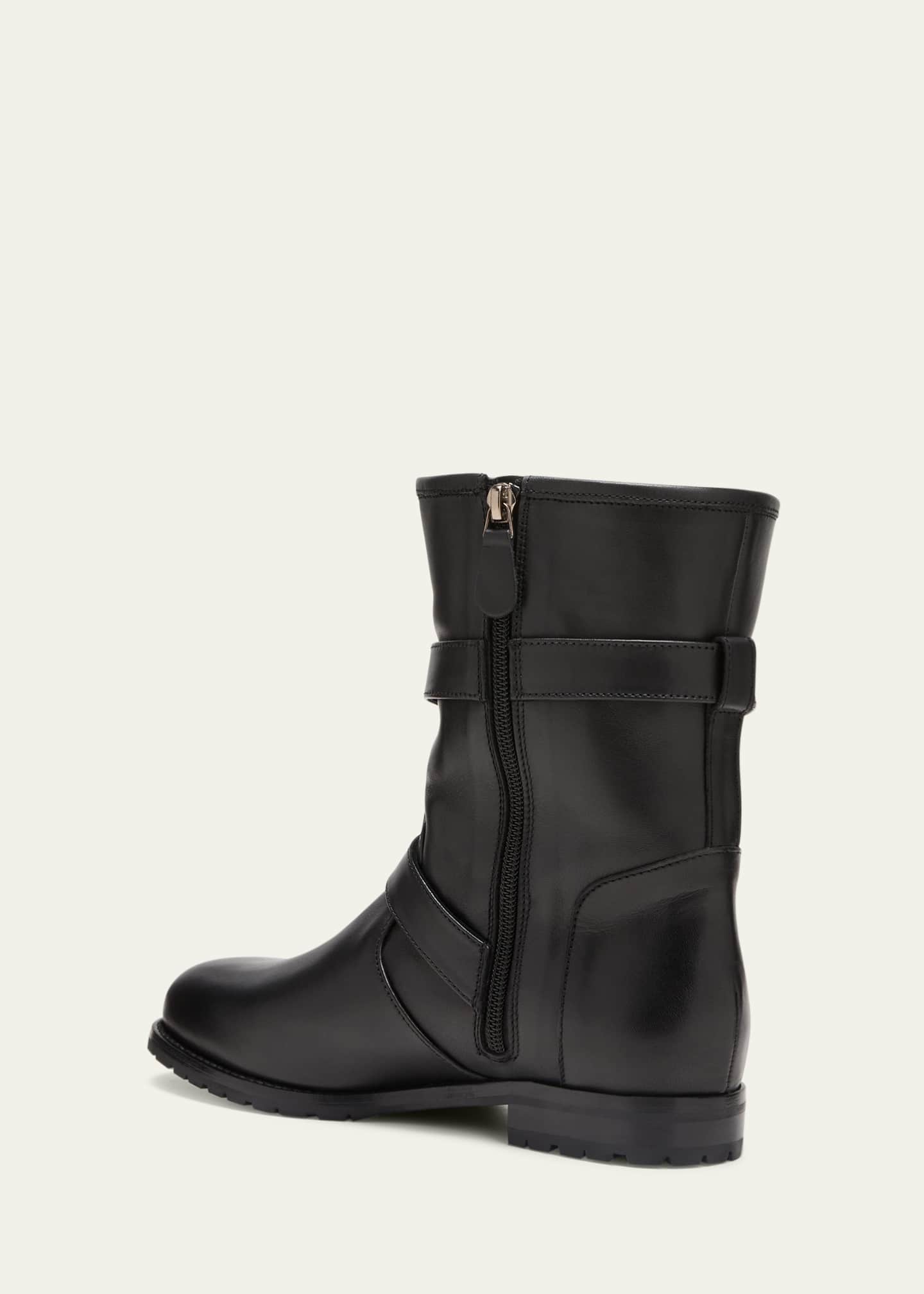 Manolo Blahnik Sulaltra Leather Buckle Biker Booties