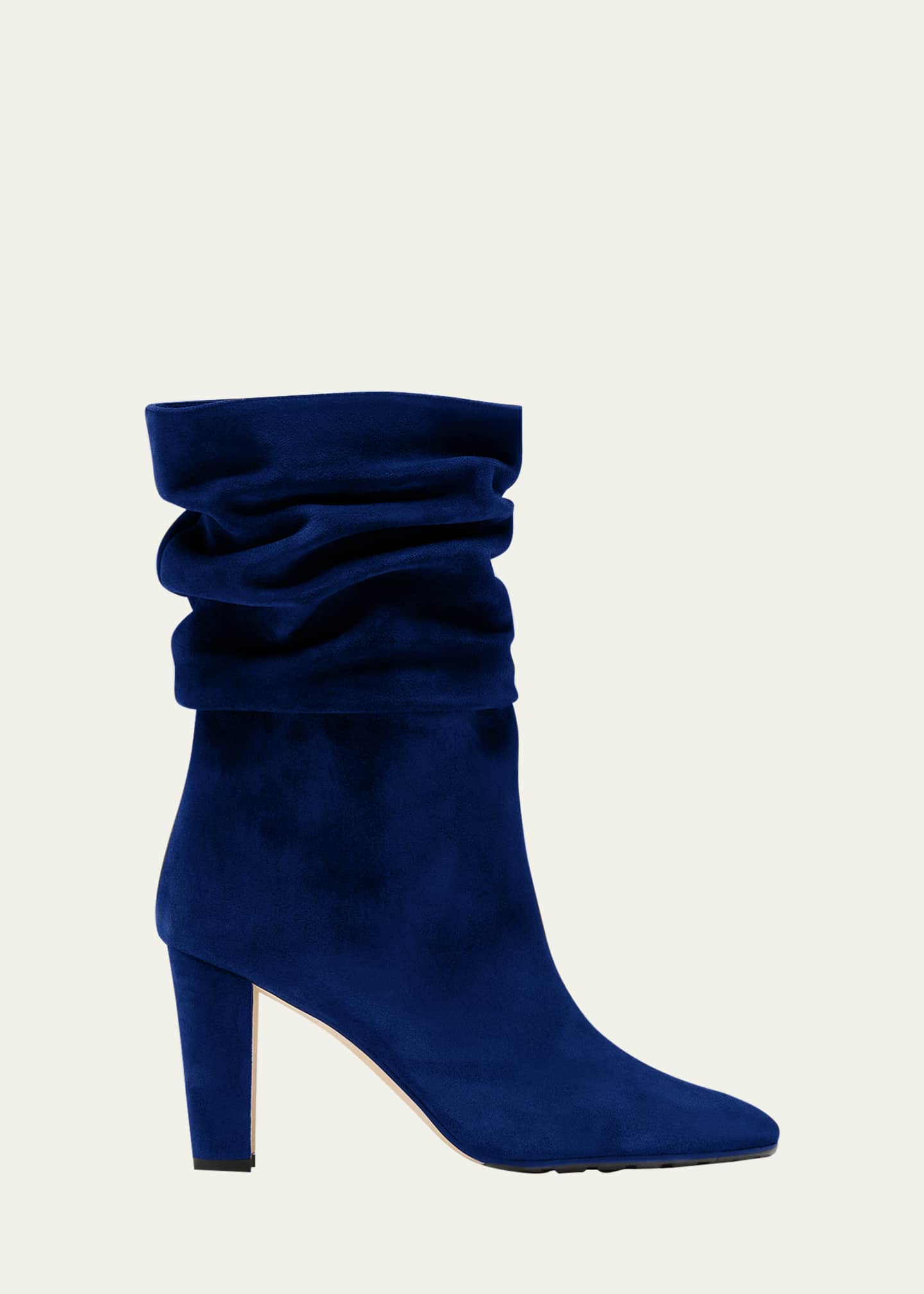 Blue suede slouch boots clearance