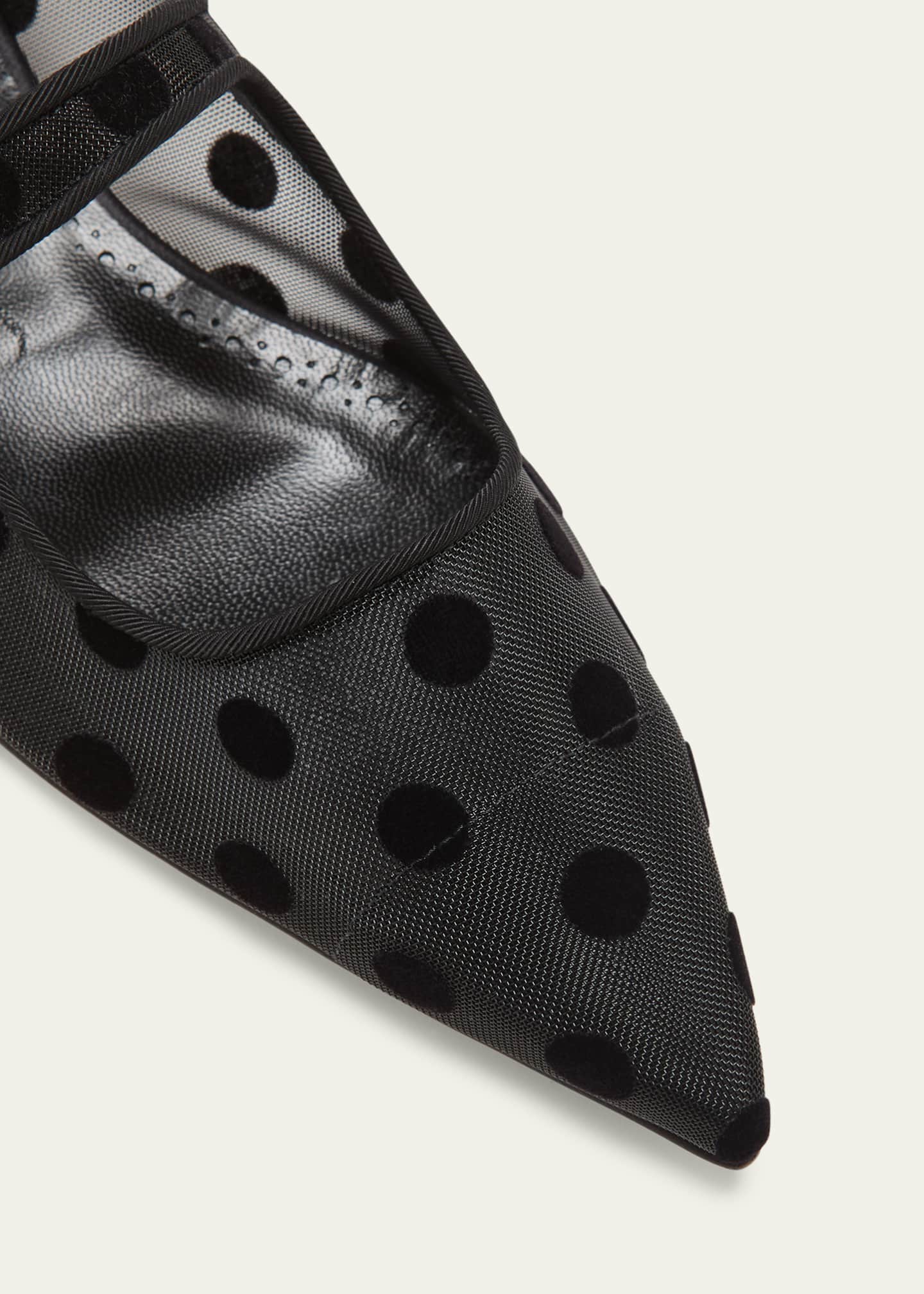 MANOLO BLAHNIK: Campari pumps in mesh with polka dots - Black