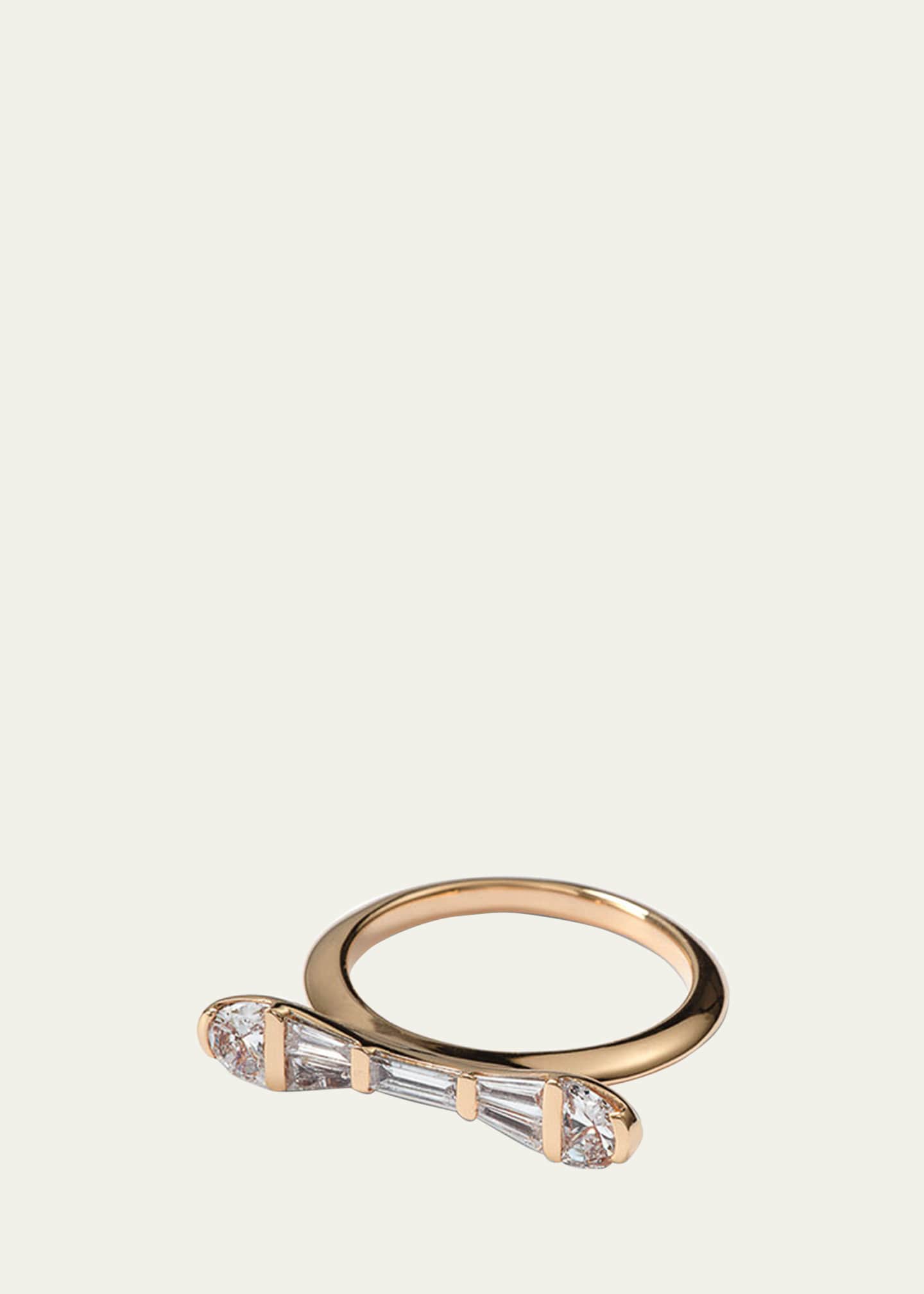 Nak Armstrong 20K Rose Gold Baton Ring with White Diamonds Bergdorf