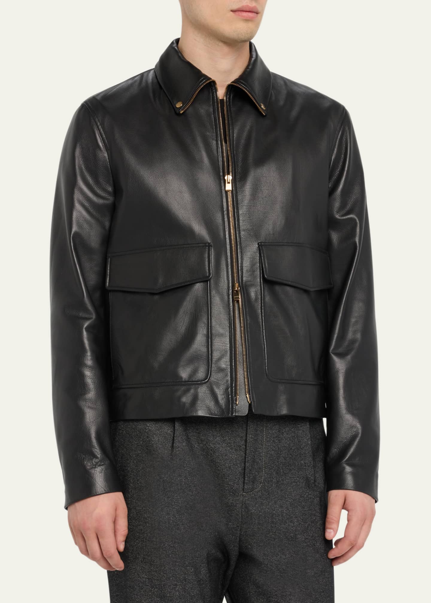 Agnona Men's Leather Biker Jacket - Bergdorf Goodman