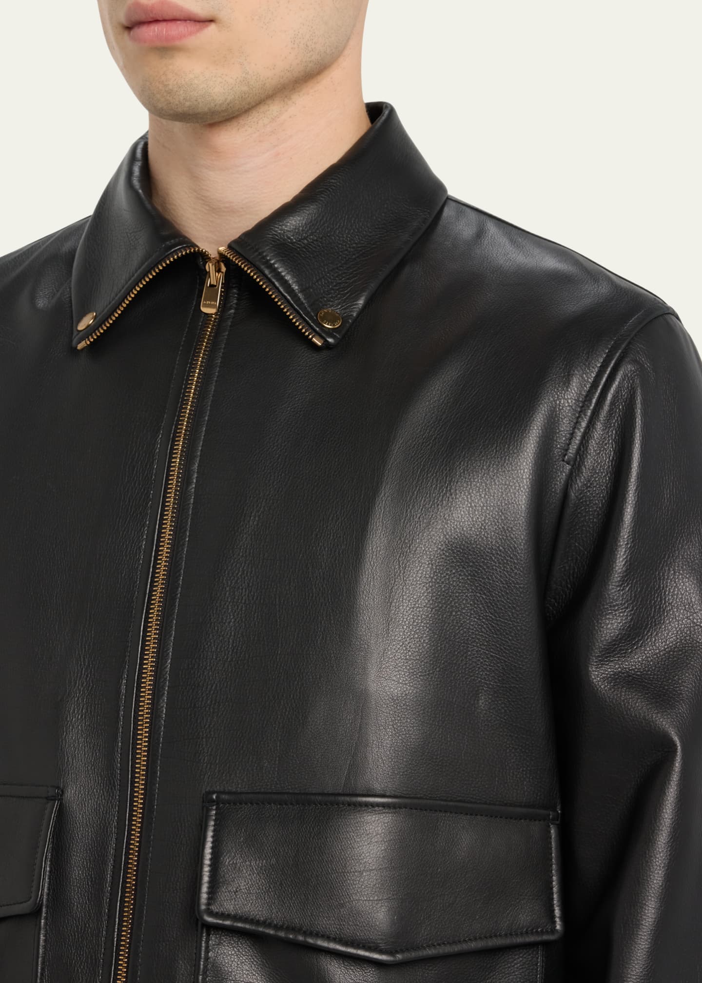 Agnona Men's Leather Biker Jacket - Bergdorf Goodman