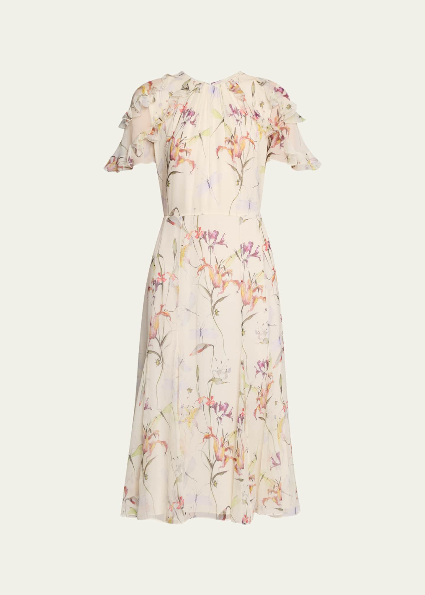 Flutter sleeve chiffon dress sales