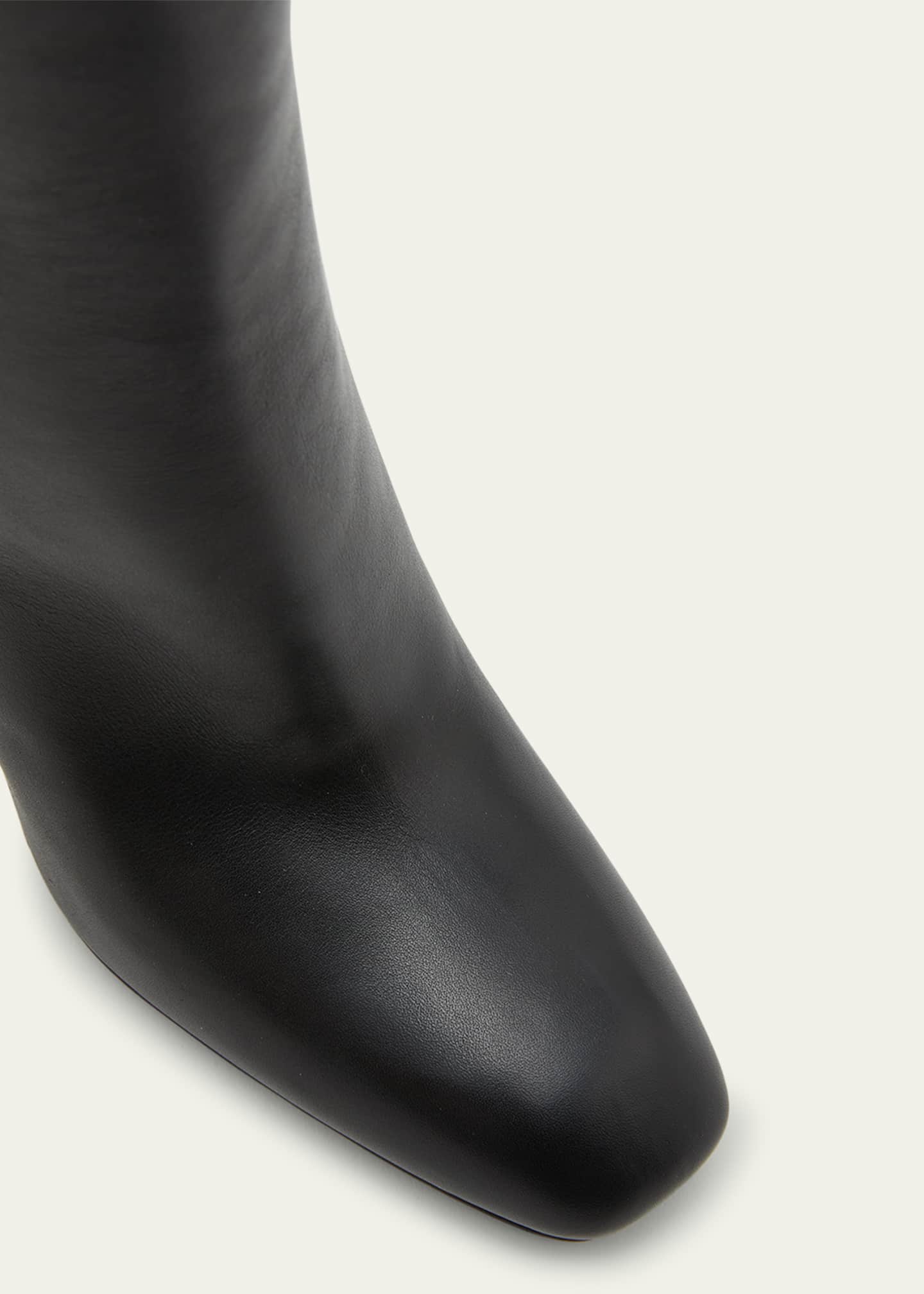 Dries Van Noten Leather Metallic-Heel Ankle Booties - Bergdorf Goodman