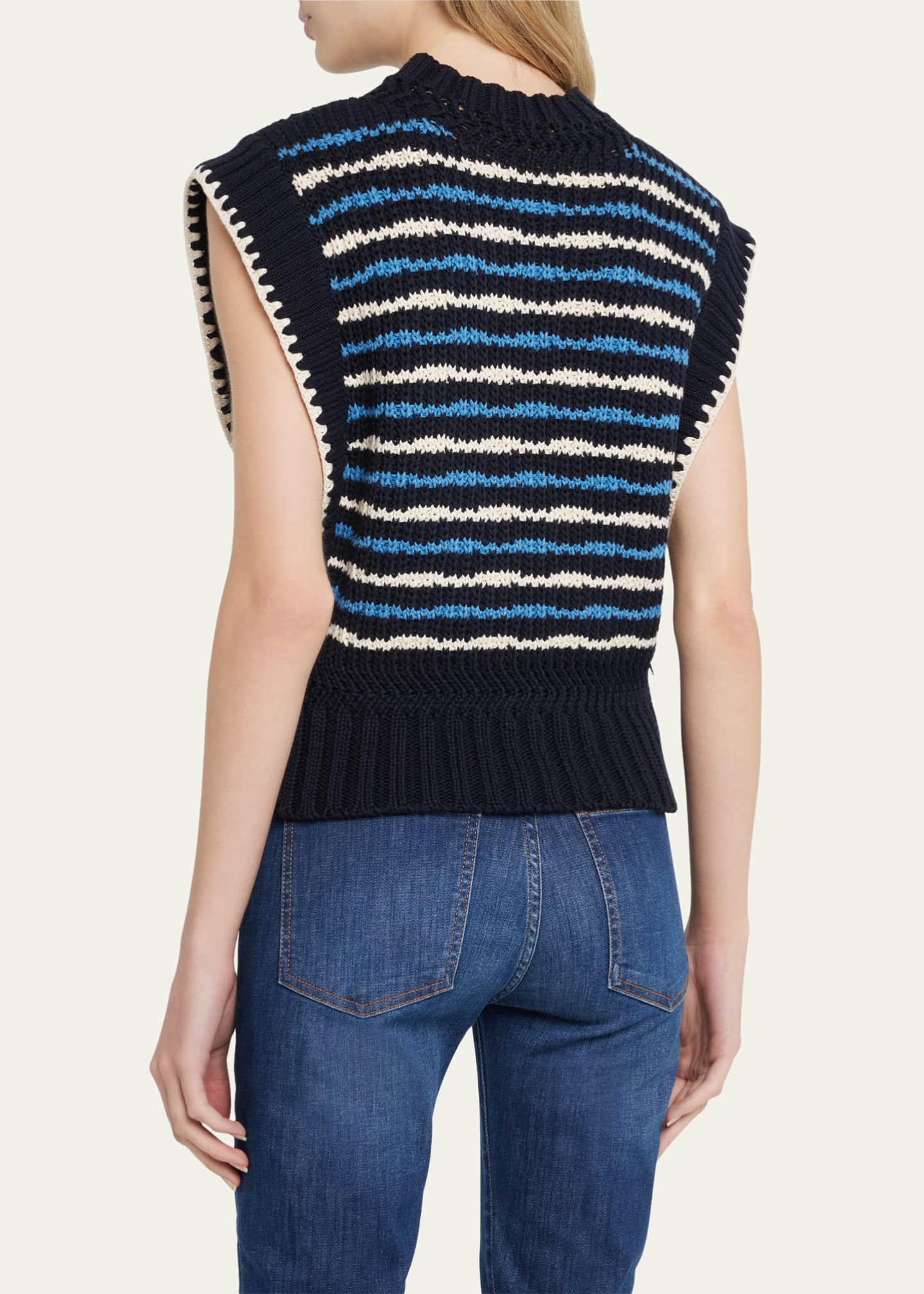Veronica Beard Tarina Stripe Mock-Neck Sweater Vest - Bergdorf Goodman