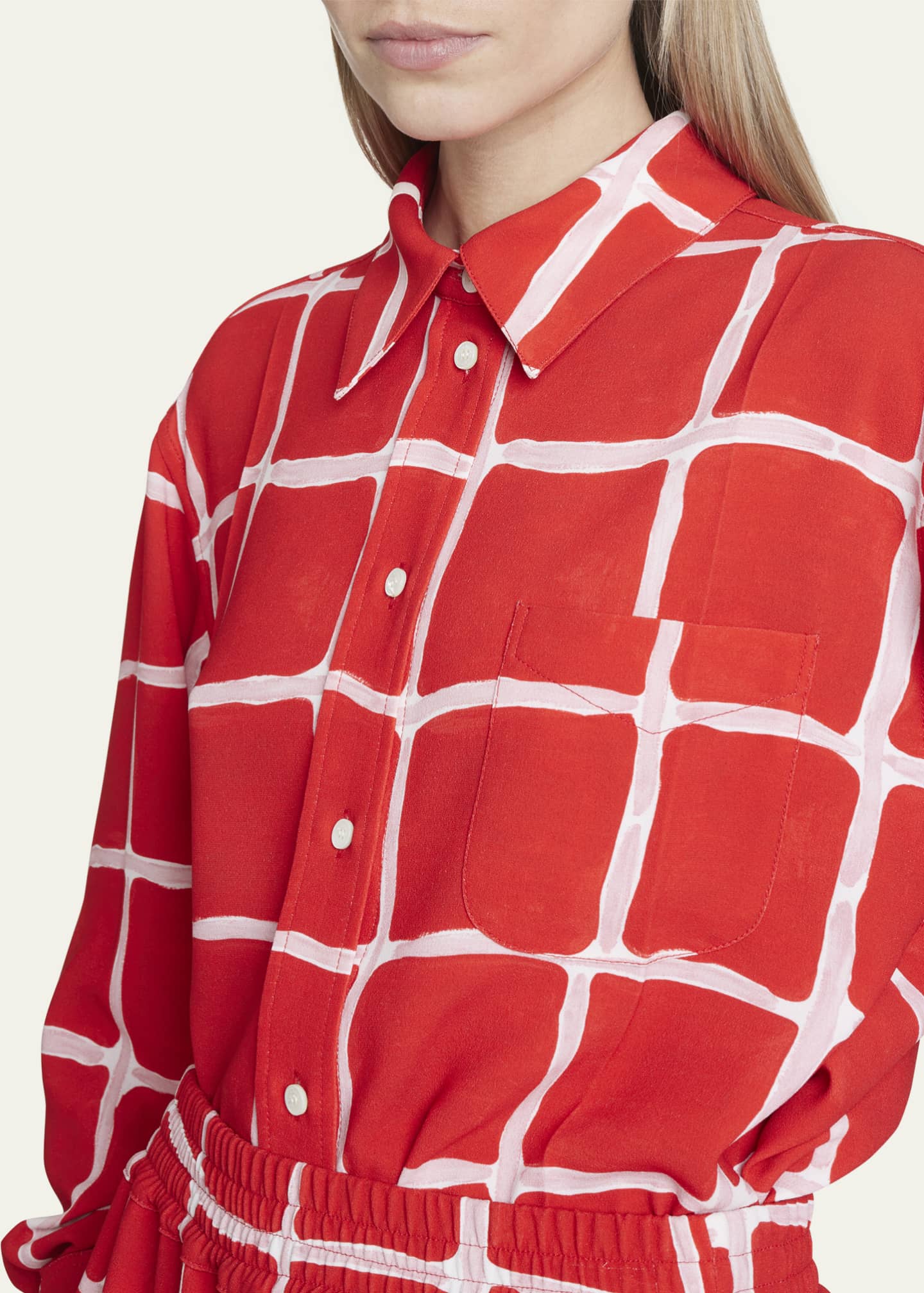 Victoria Beckham GridPrint Button Down Shirt Bergdorf Goodman
