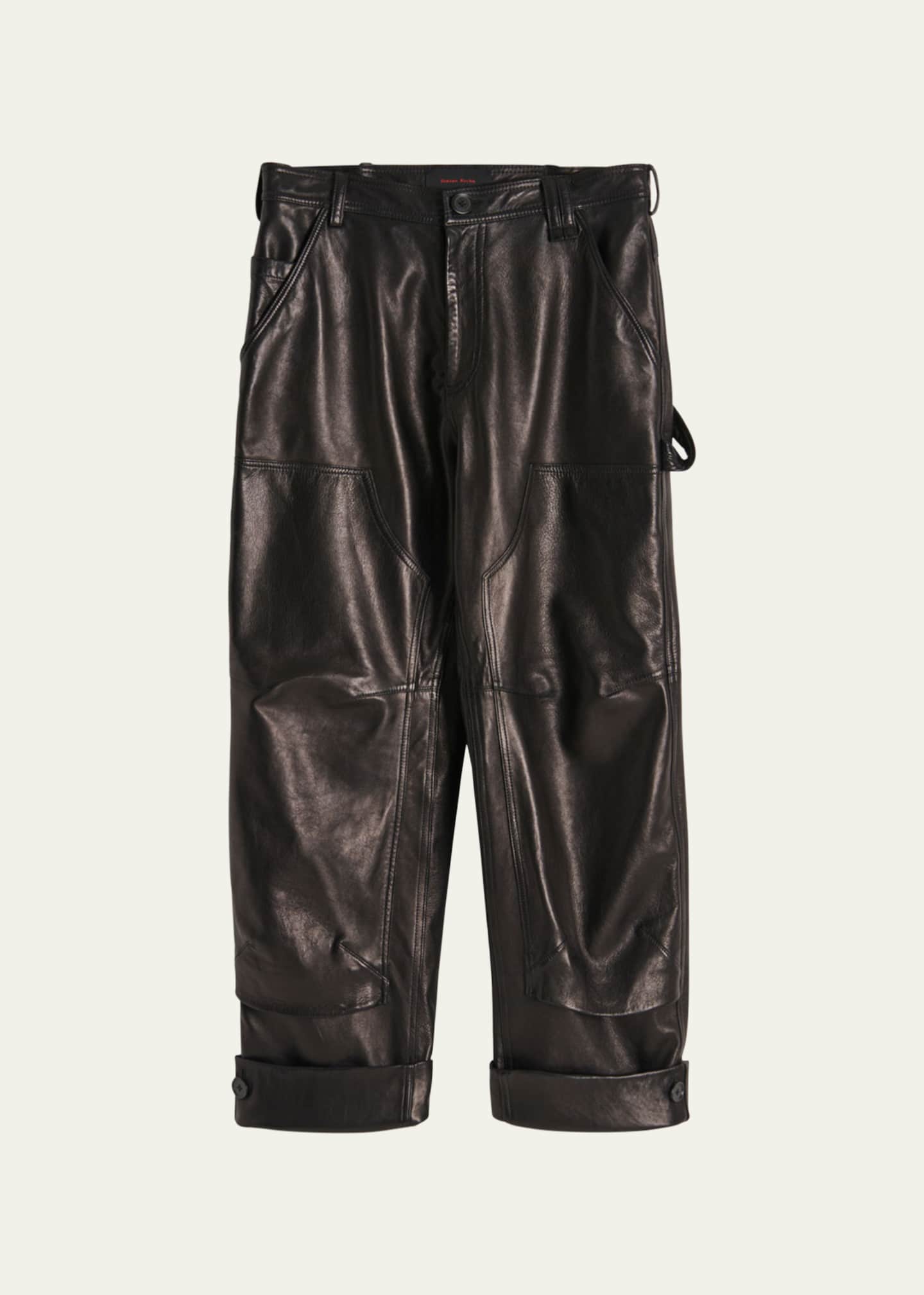 Simone Rocha Men's Napa Leather Workwear Pants - Bergdorf Goodman