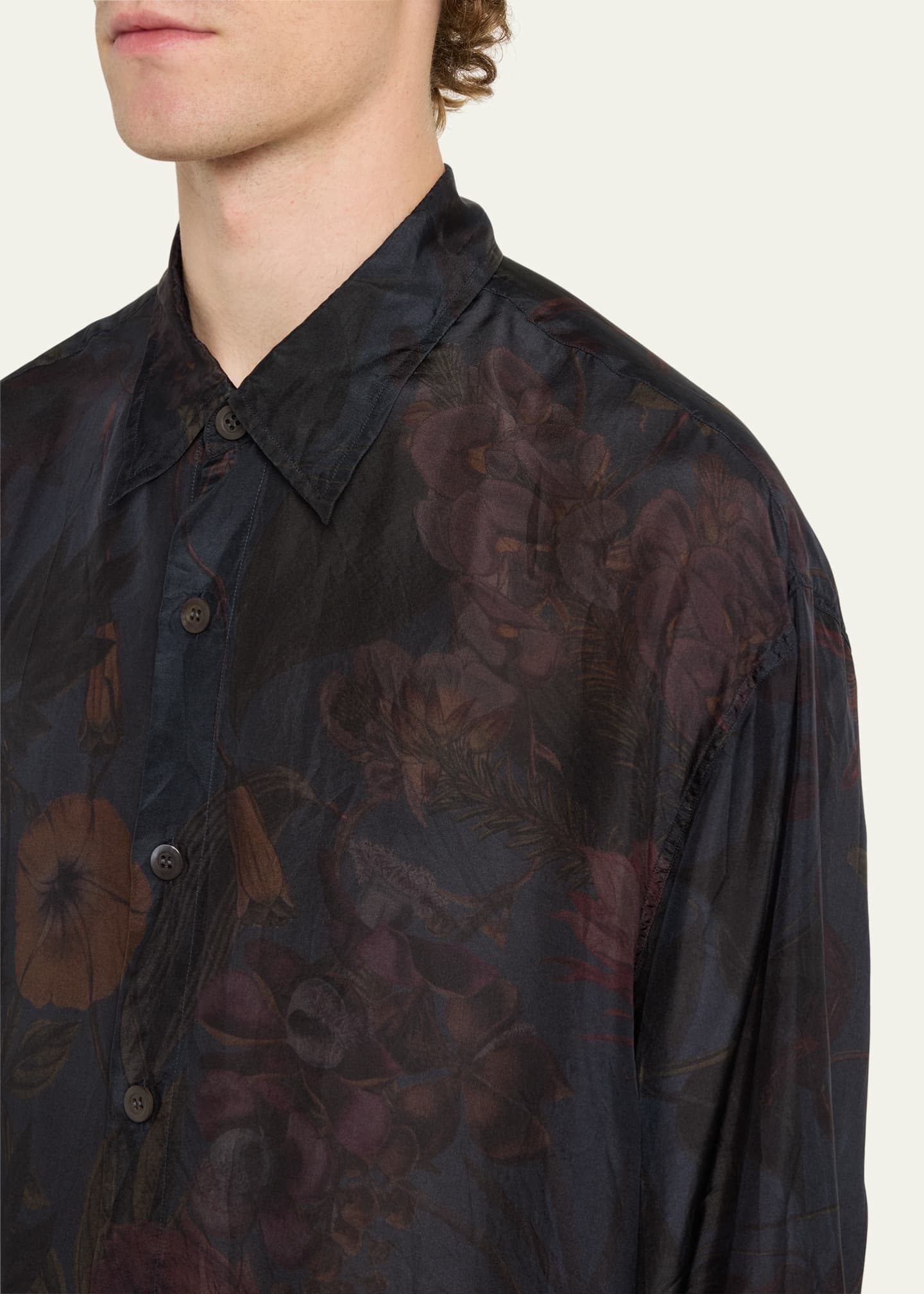 Dries Van Noten Men's Botanical Silk Button-Down Shirt - Bergdorf