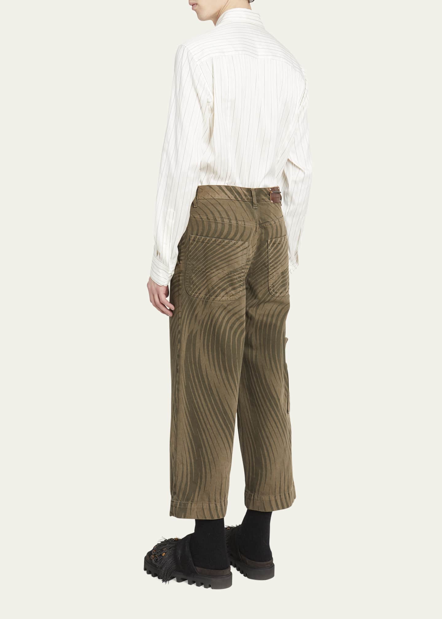 Dries Van Noten Men's Cropped Wave-Print Pants - Bergdorf Goodman