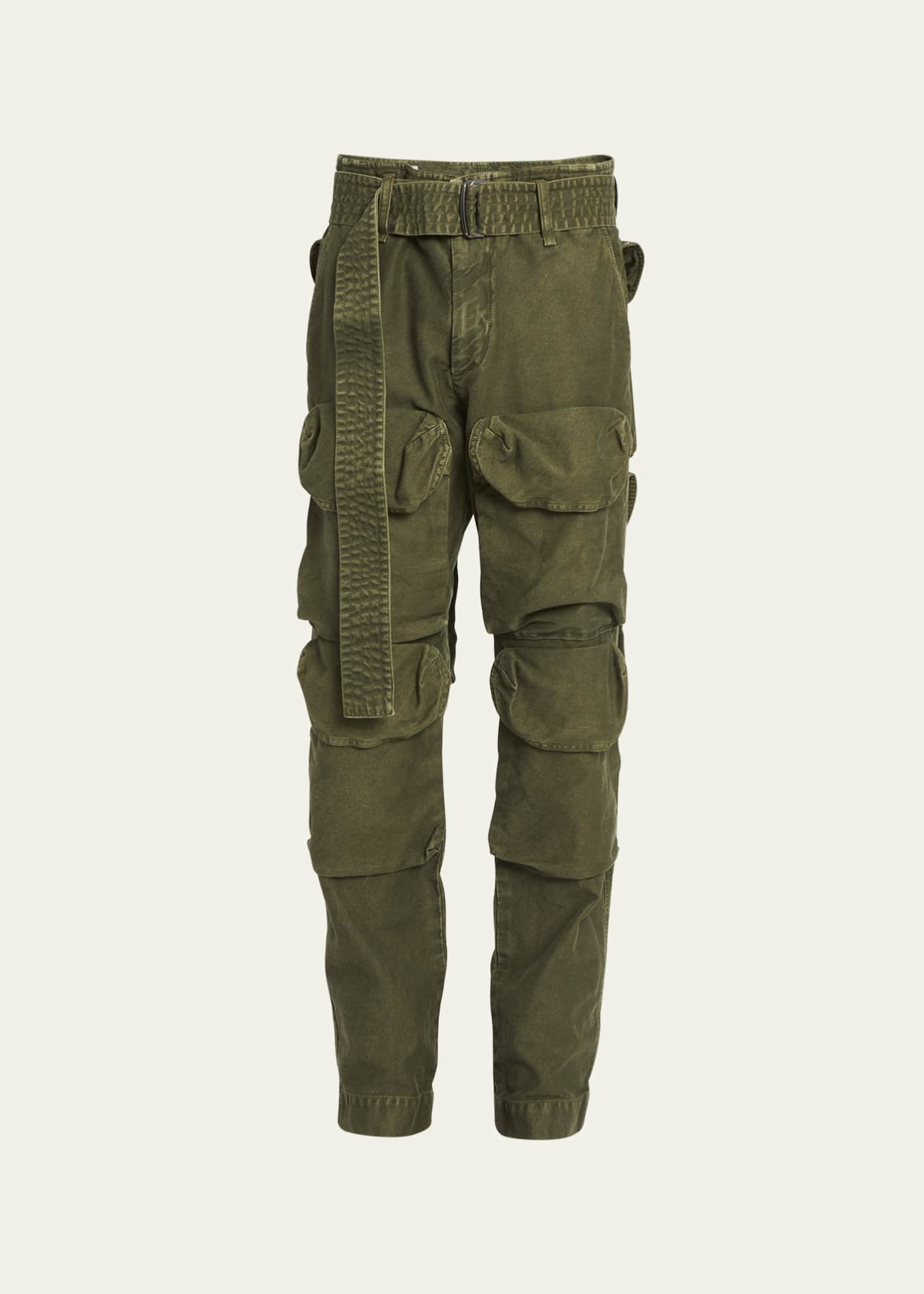 Dries Van Noten Men's Pressley Distressed Twill Cargo Pants