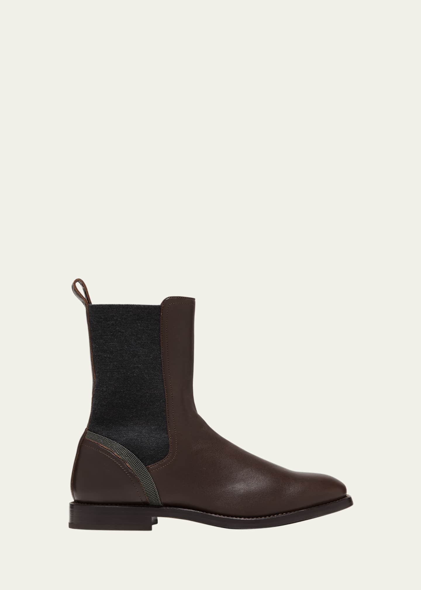 Brunello Cucinelli Leather Monili Chelsea Boots