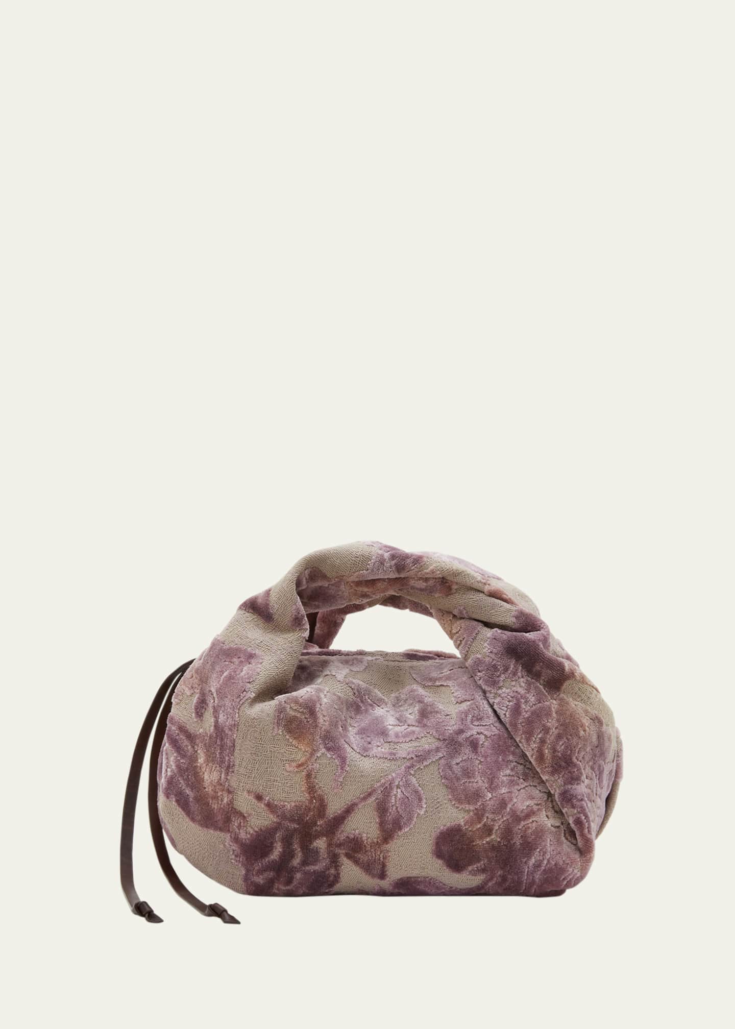 Dries Van Noten Twisted Small Flower Jacquard Top Handle Bag