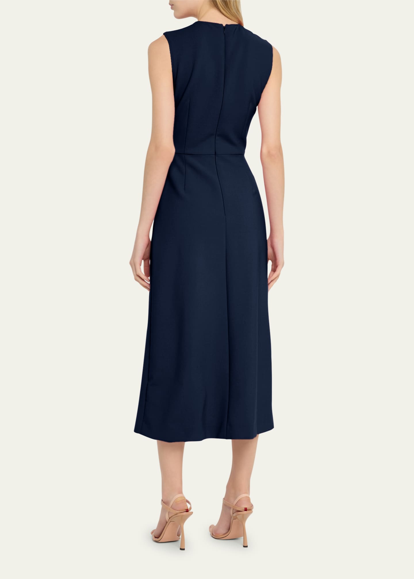 Oscar de la Renta Wool-Blend Midi Dress with Pleated Detail - Bergdorf ...