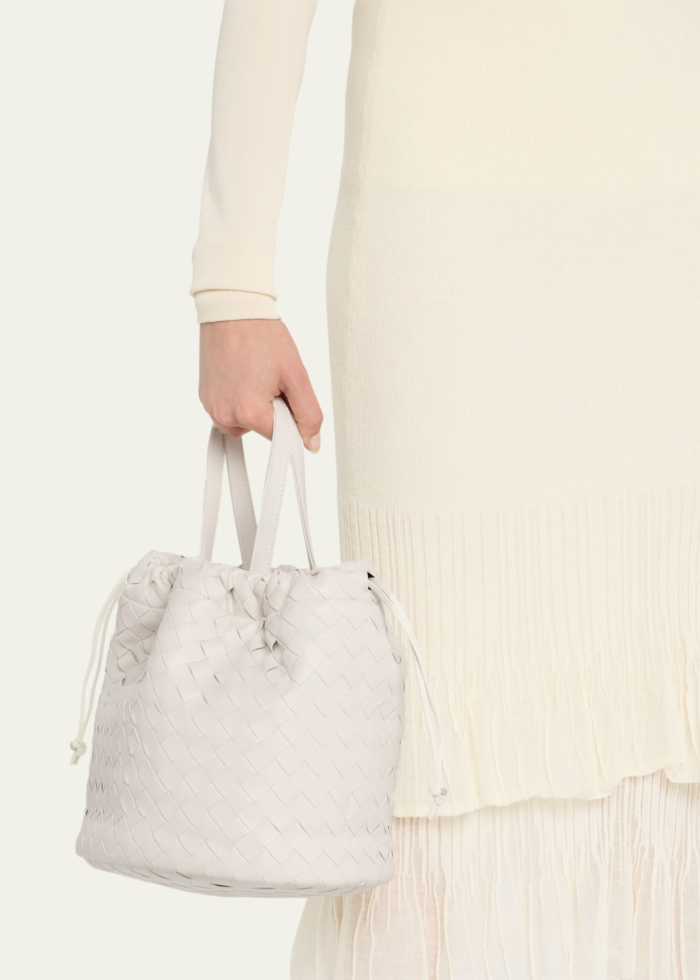 Small white bucket bag discount