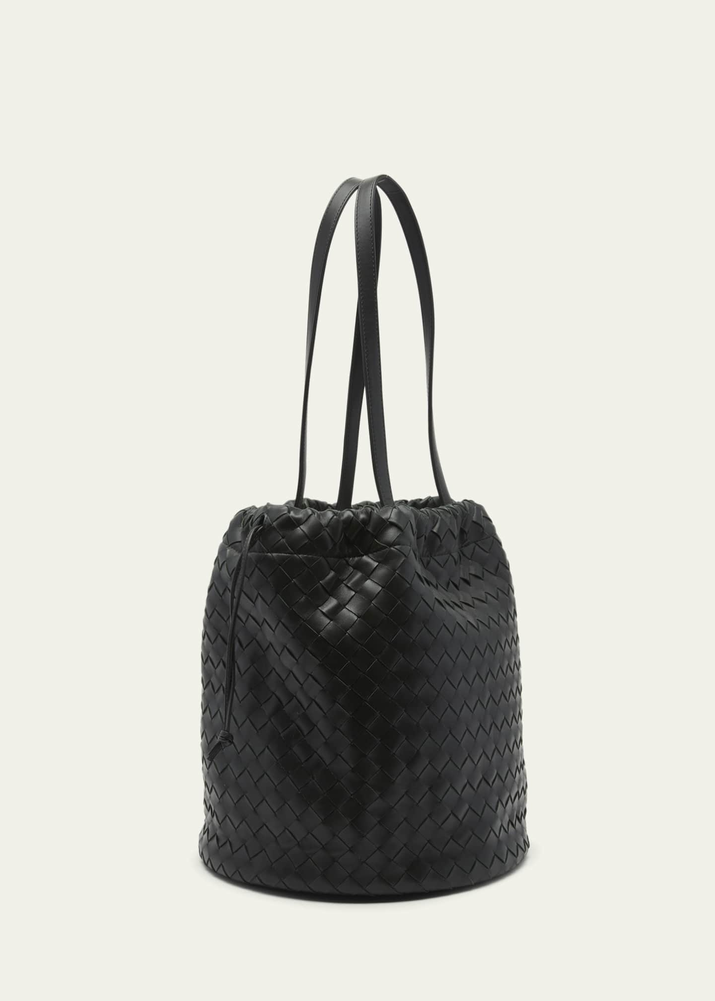 Bottega Veneta: Black Intrecciato Leather Backpack