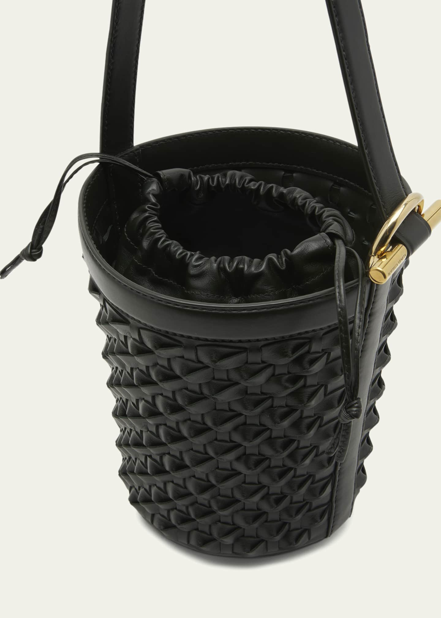 Bottega Veneta - Black Woven Leather Bucket Bag