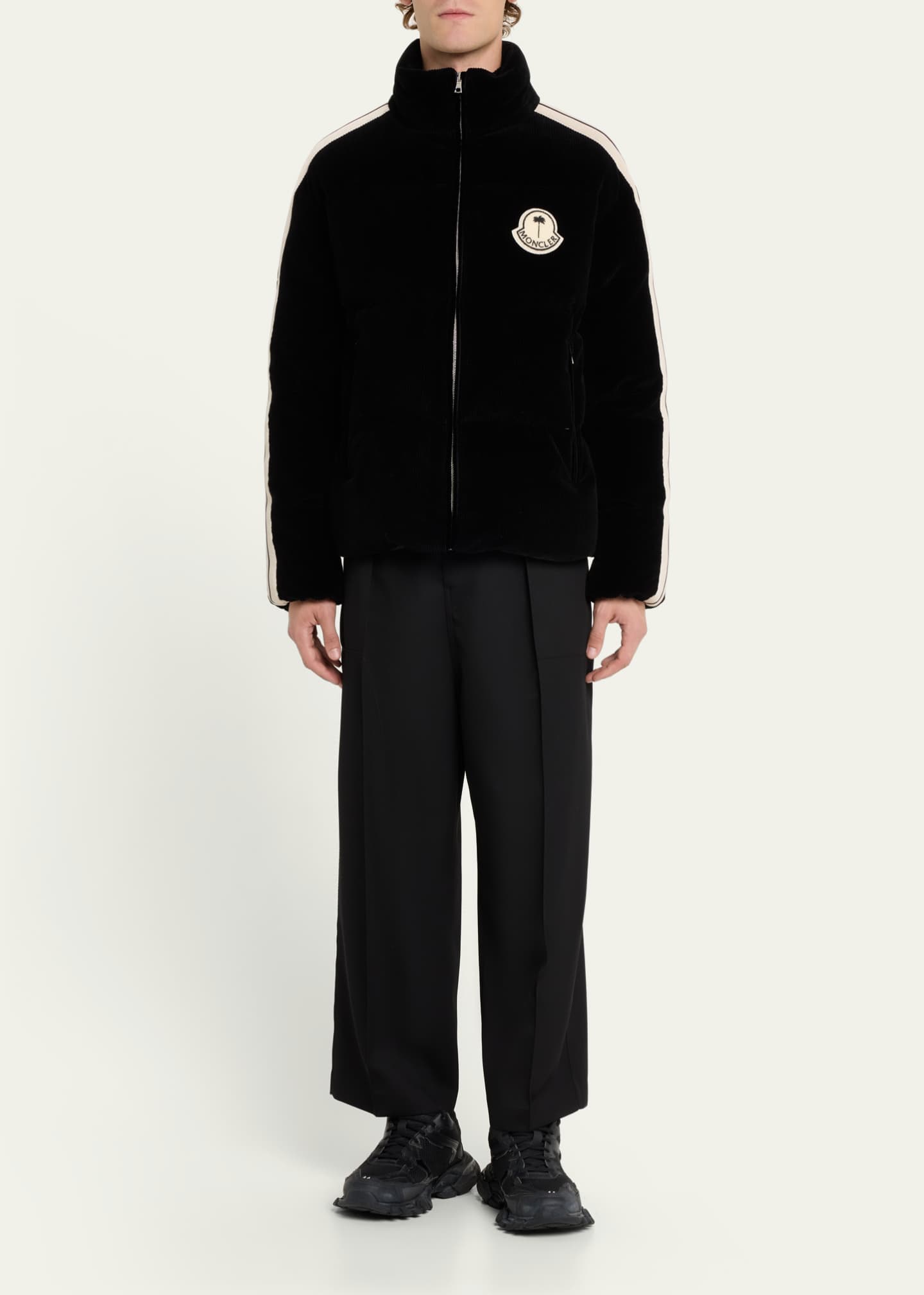 x Palm Angels Ramsau cotton corduroy jacket in black - Moncler