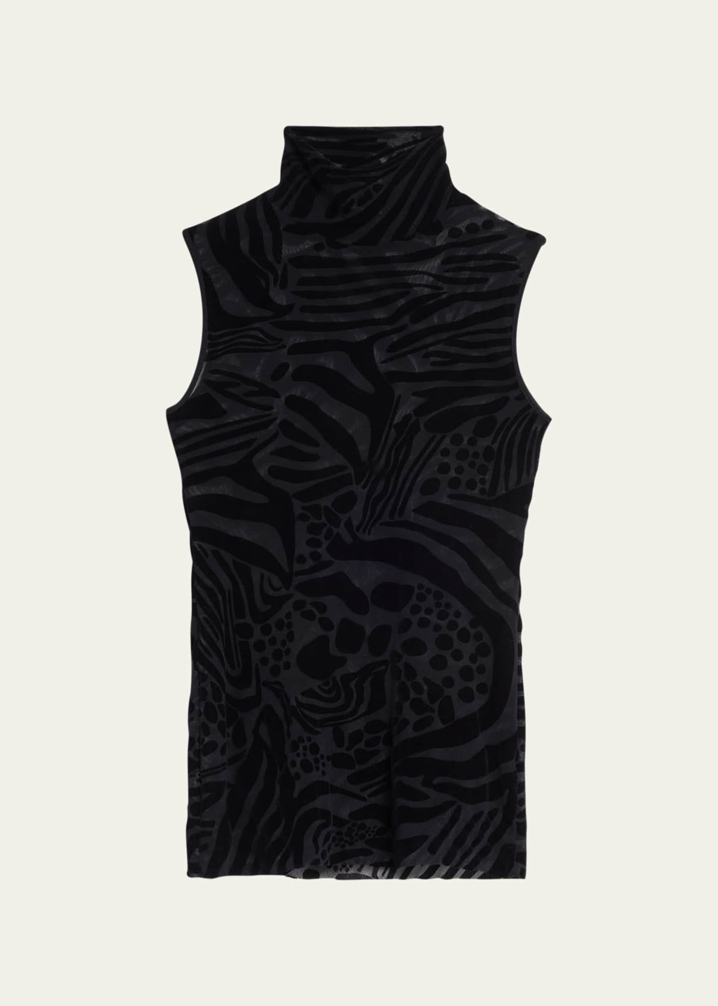 Fuzzi Sleeveless Turtleneck Burnout Tulle Blouse Bergdorf Goodman