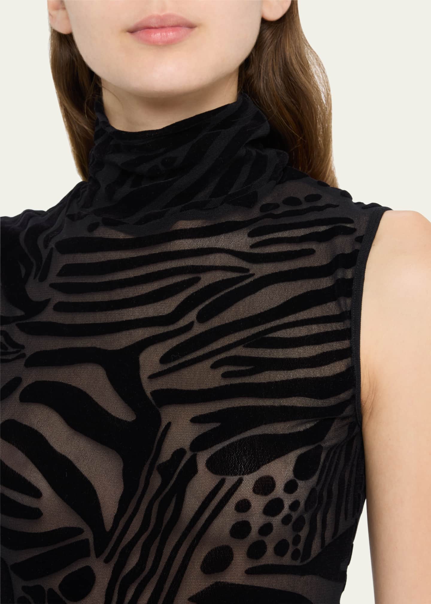 Fuzzi Sleeveless Turtleneck Burnout Tulle Blouse Bergdorf Goodman