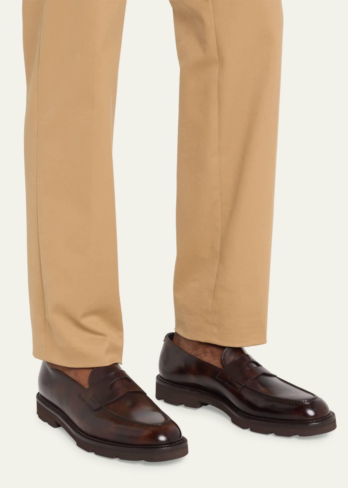John Lobb Men s Lopez Apron Toe Leather Penny Loafers
