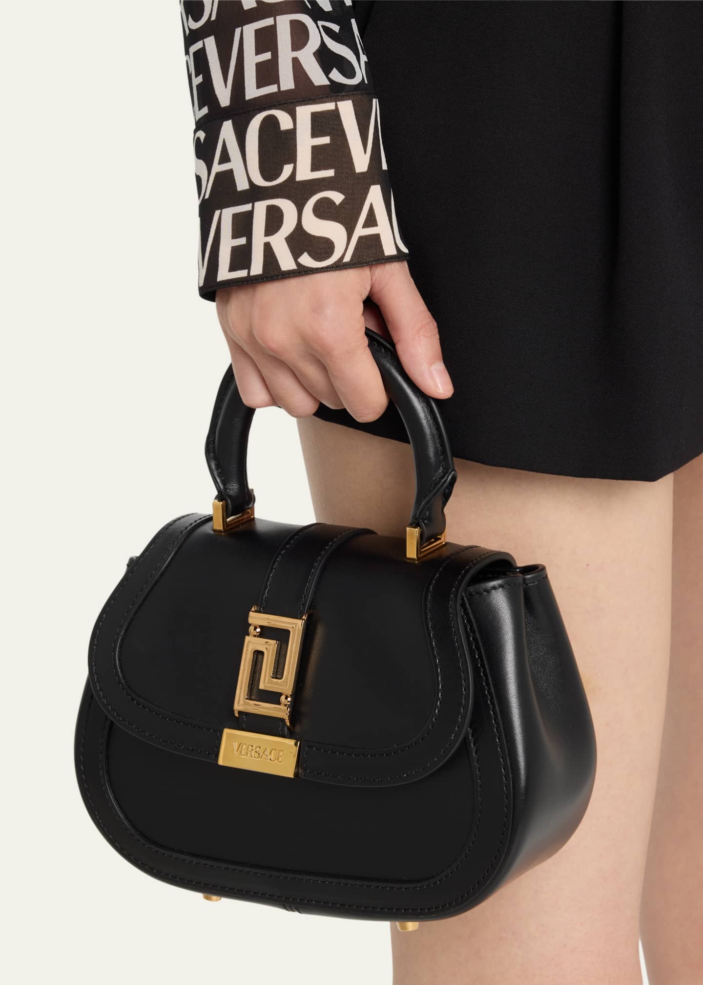 Versace Greca Goddess Mini Calfskin Top-Handle Bag - Bergdorf Goodman