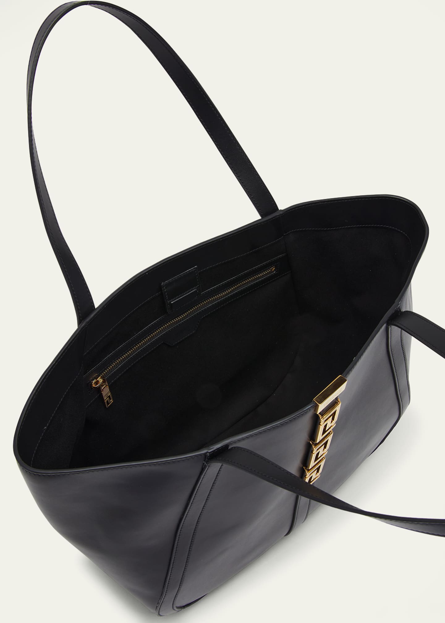 Versace Grecca Goddess Large Leather Tote Bag in Black