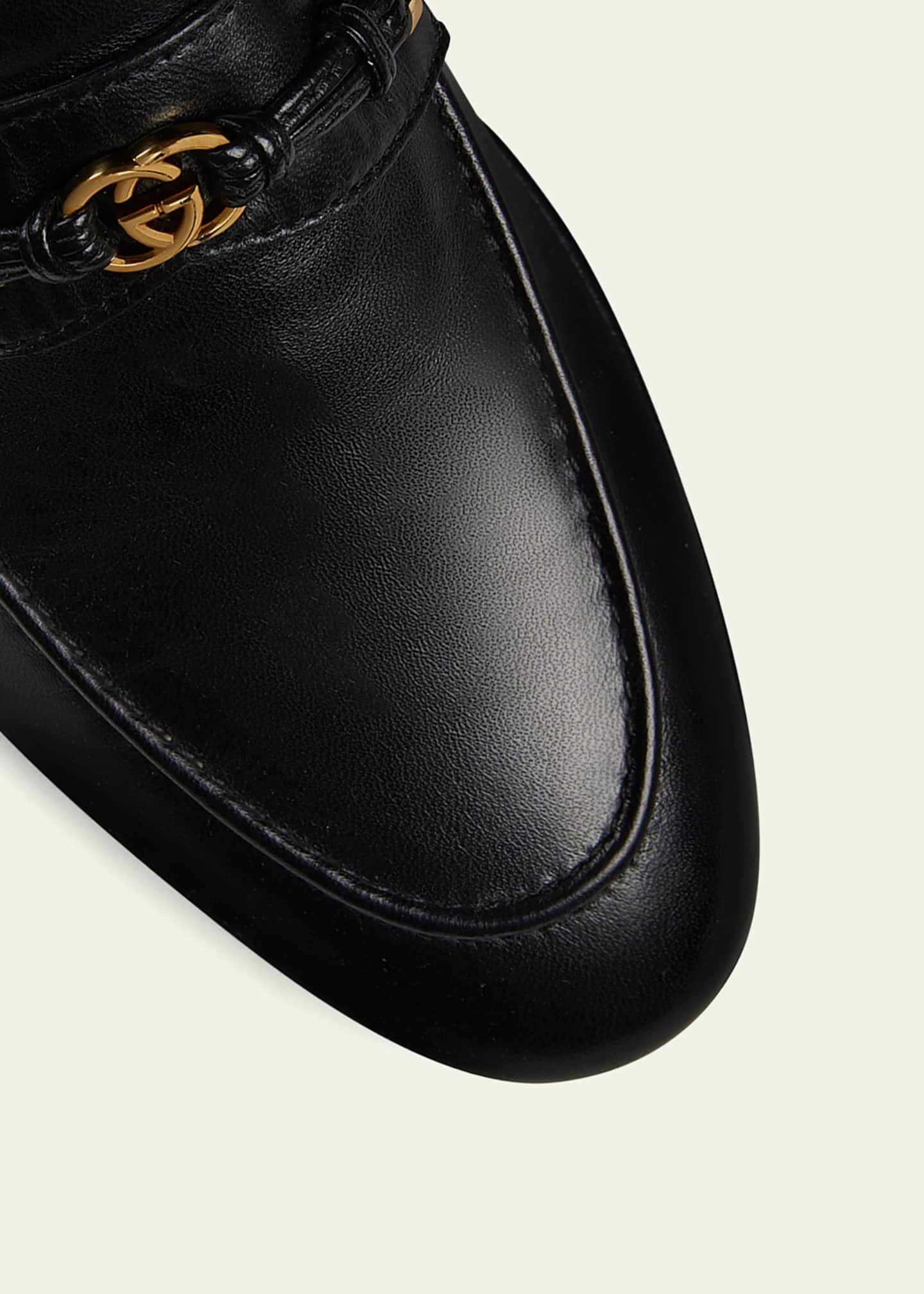 Gucci Ed Leather Medallion Strap Loafers Image 3 of 3